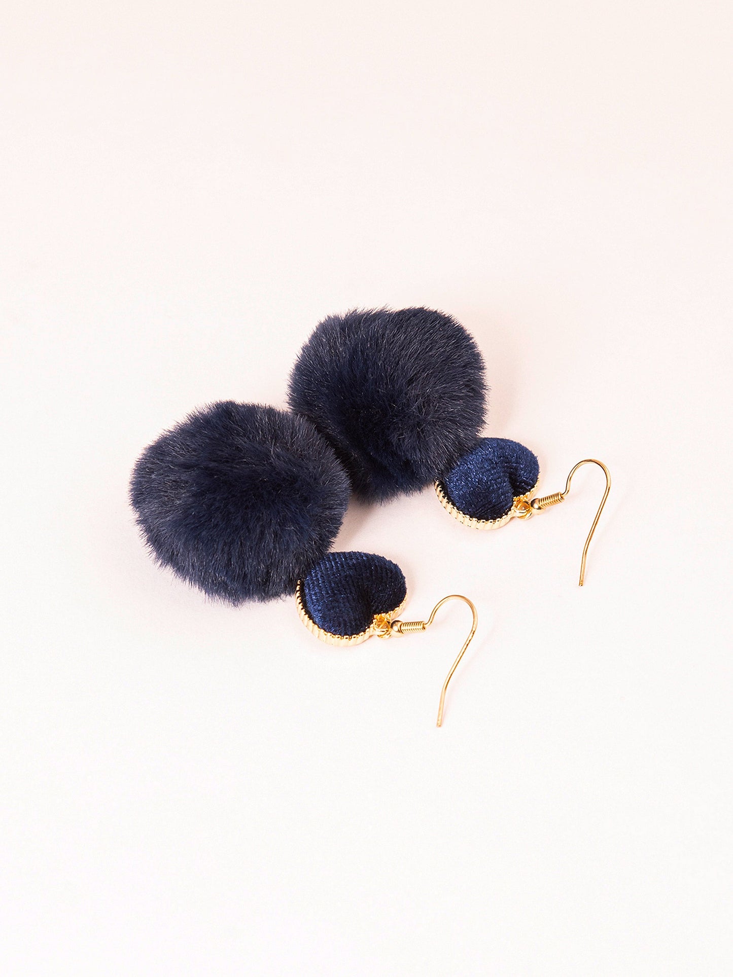 Heart Pompom Drop Earrings