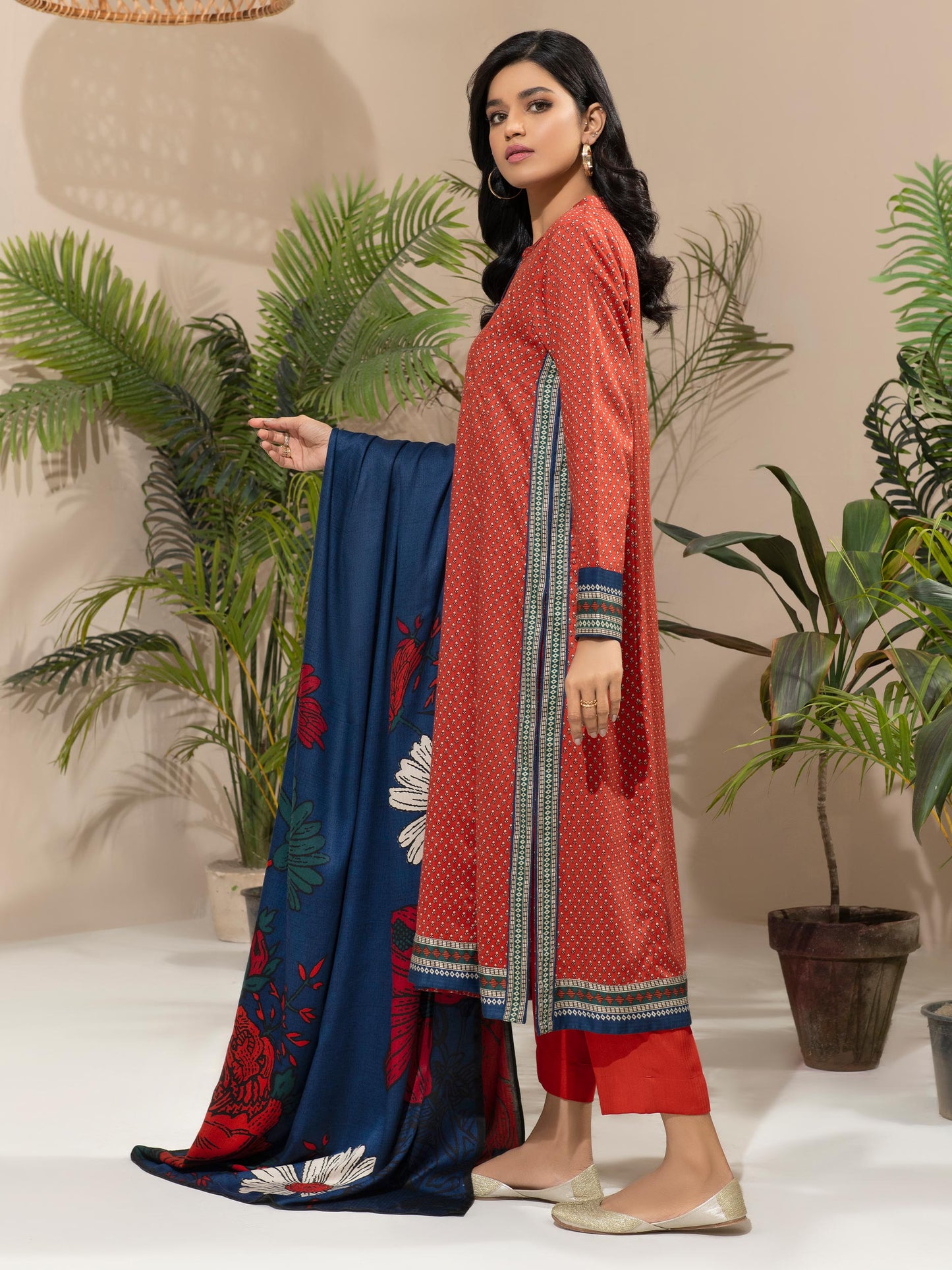3 Piece Linen Suit-Printed (Unstitched)