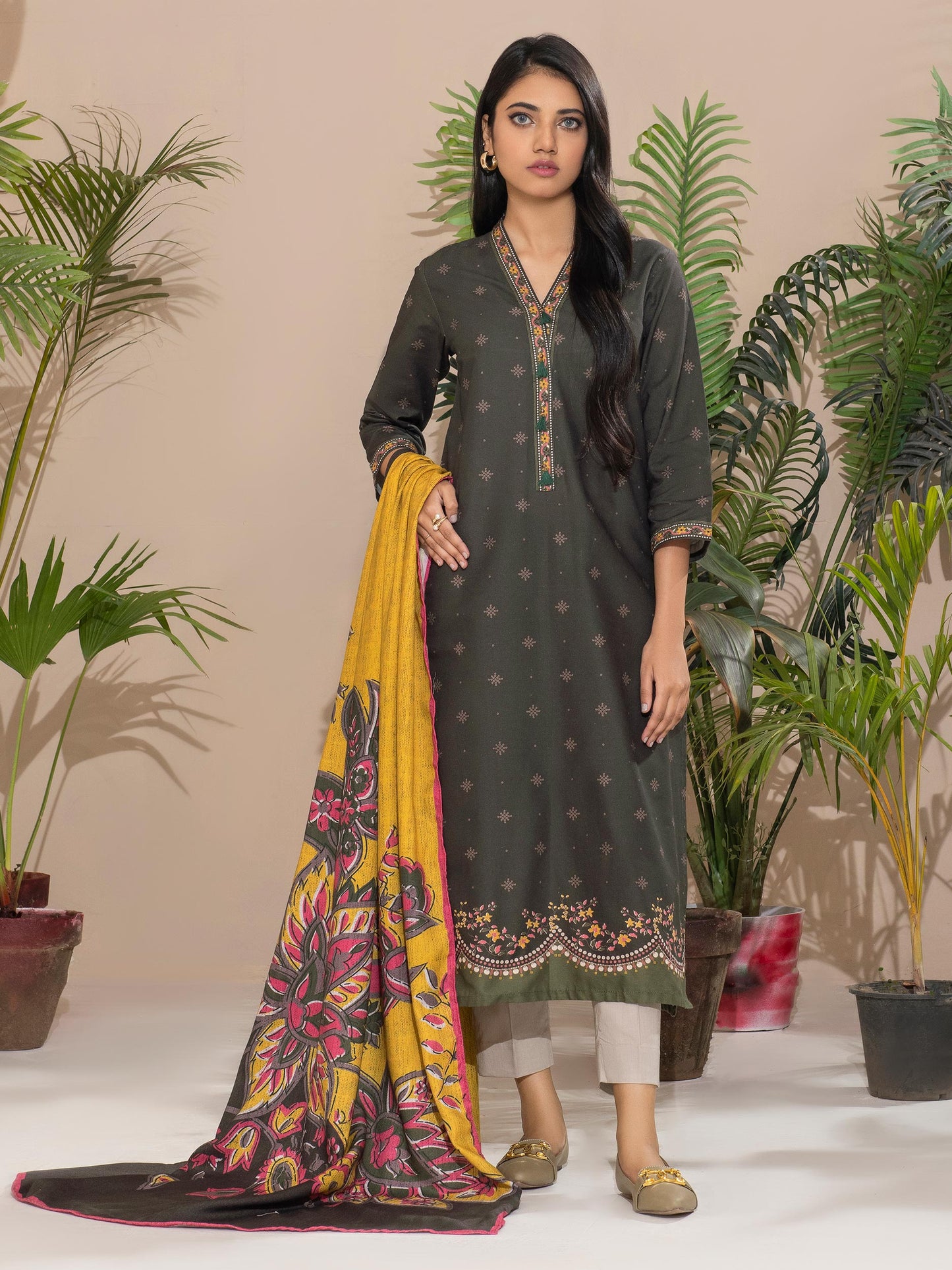 2 Piece Khaddar Suit-Printed (Unstitched)