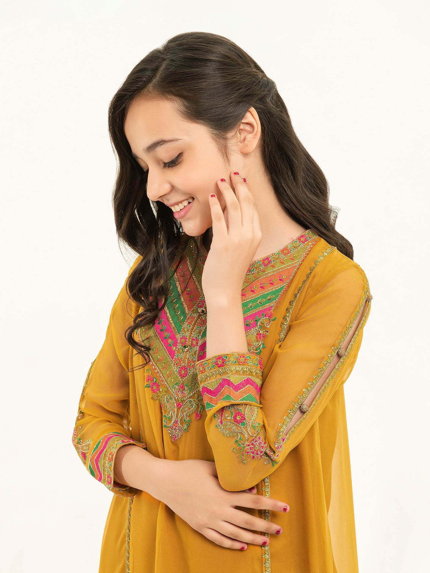 2 Piece Chiffon Suit-Embroidered (Pret)