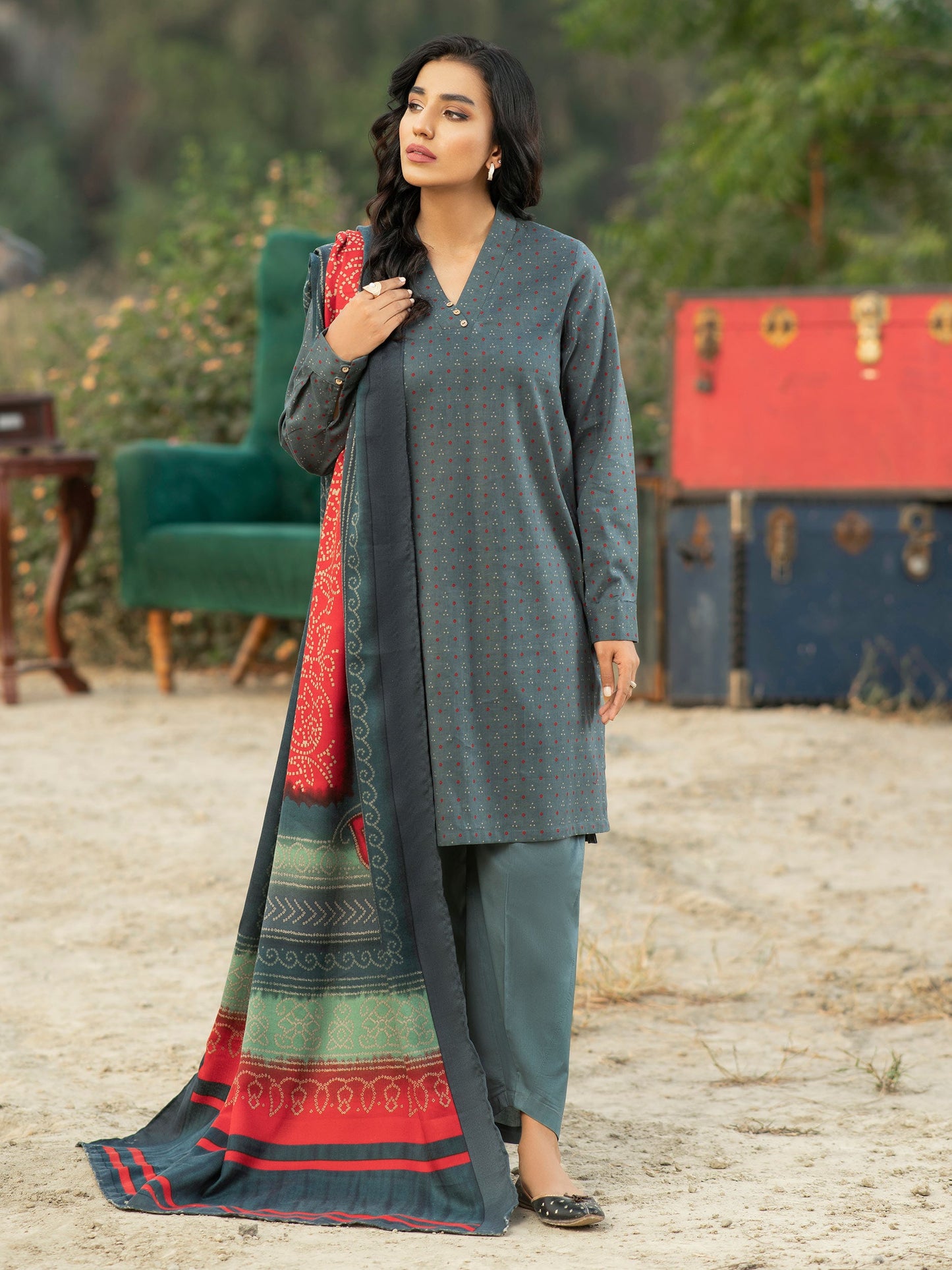 3 Piece Khaddar Suit-Printed (Unstitched)