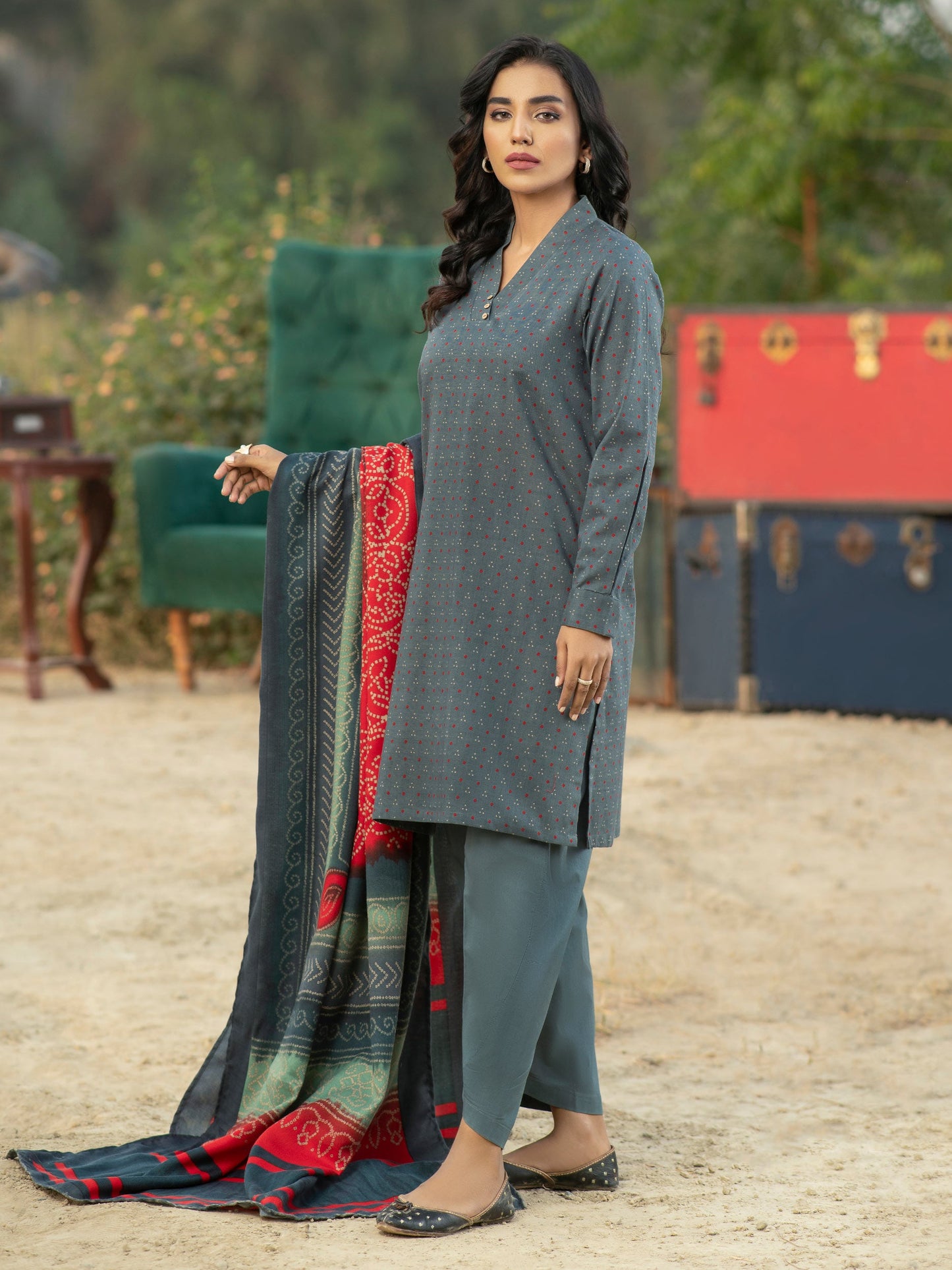 3 Piece Khaddar Suit-Printed (Unstitched)