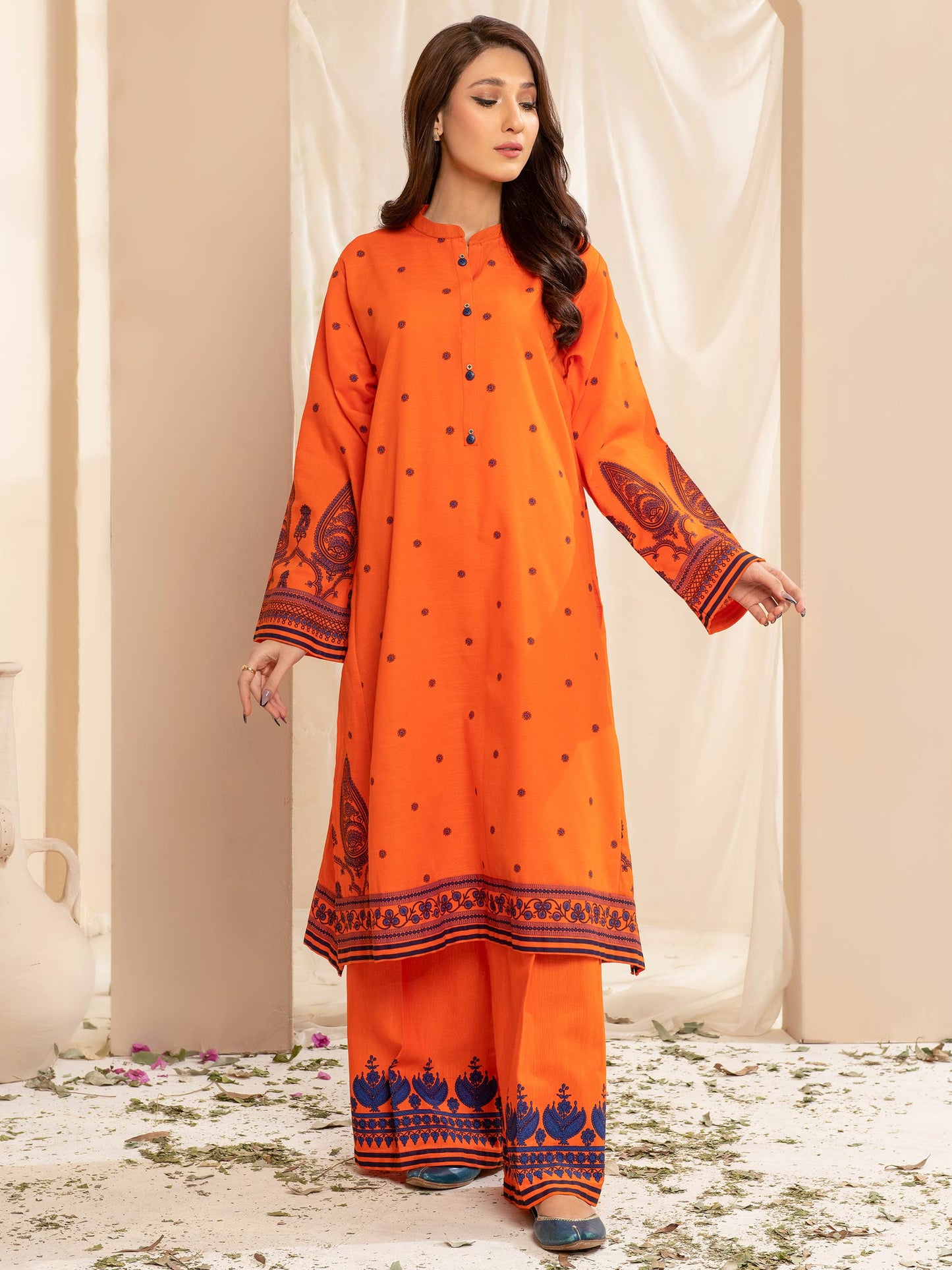 2 Piece Khaddar Suit-Paste Print (Unstitched)