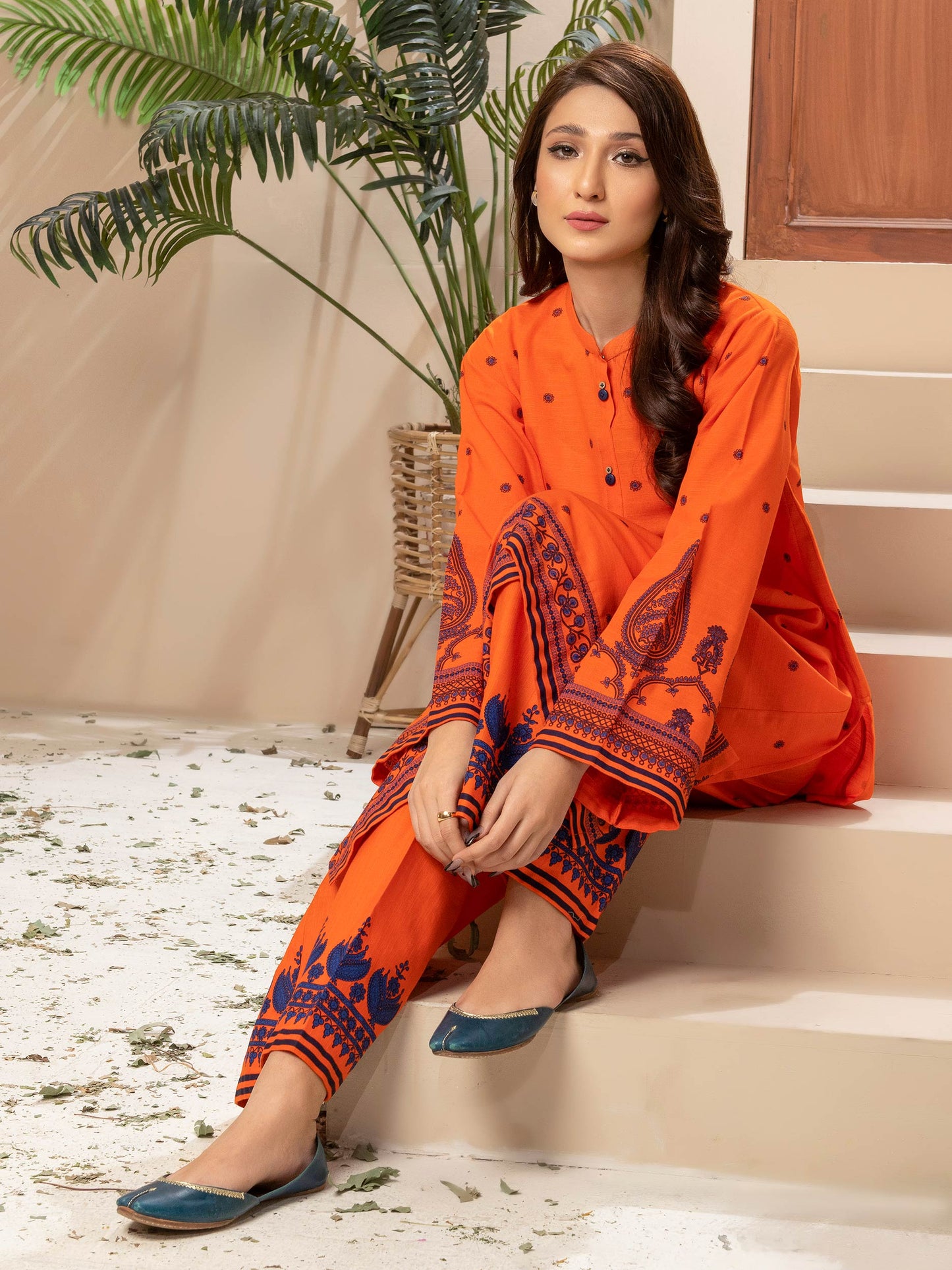 2 Piece Khaddar Suit-Paste Print (Unstitched)