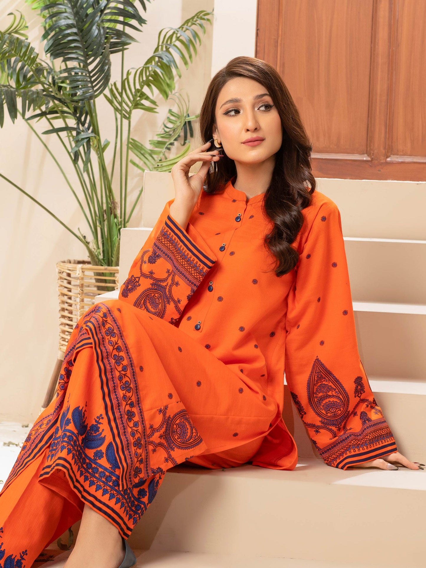 2 Piece Khaddar Suit-Paste Print (Unstitched)