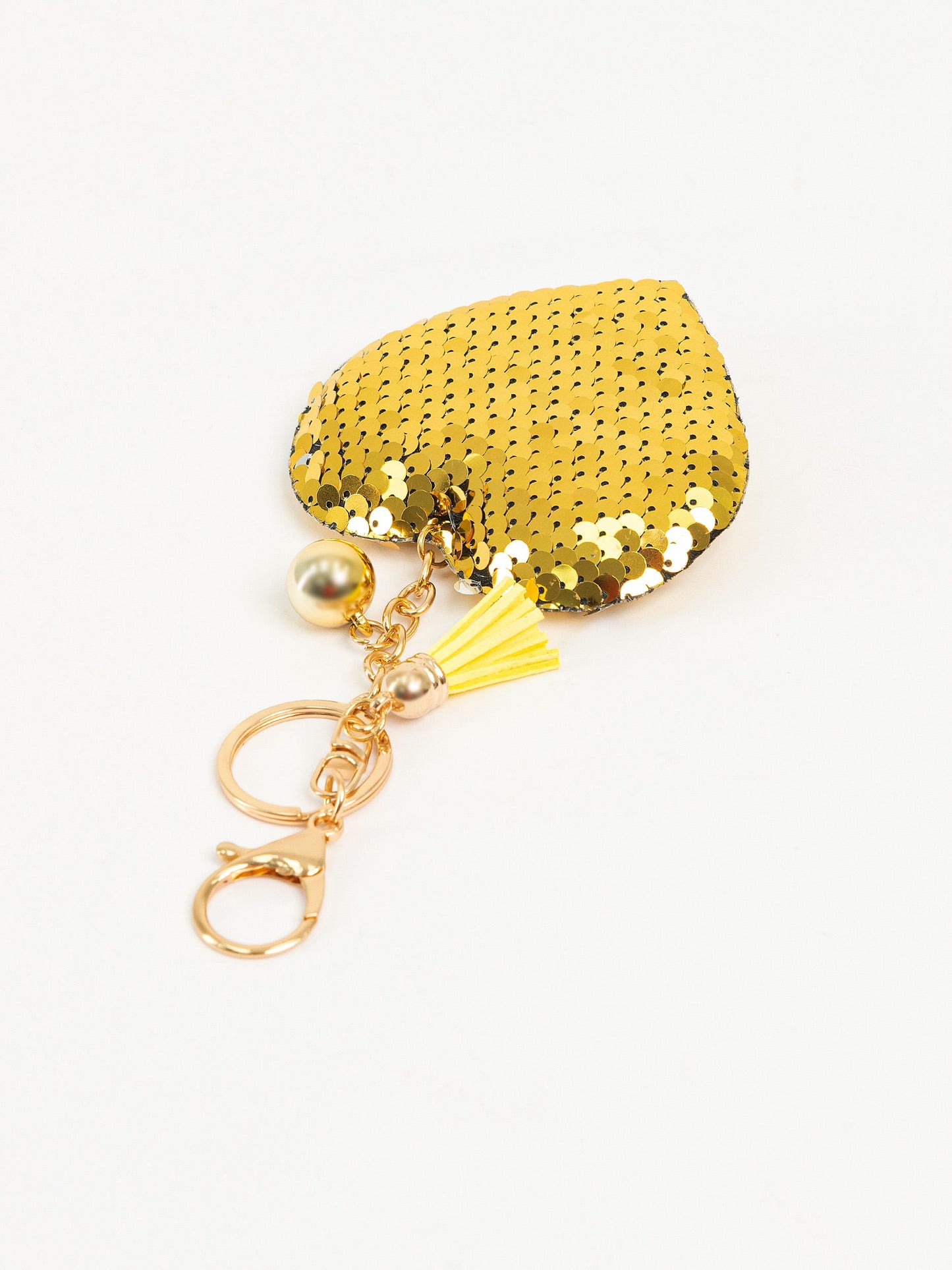 Sequined Heart Keychain