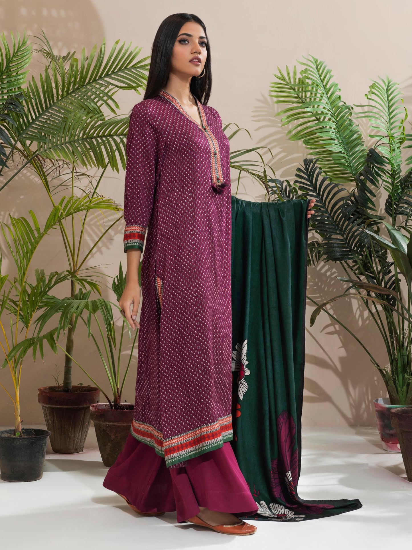 3 Piece Linen Suit-Printed (Unstitched)