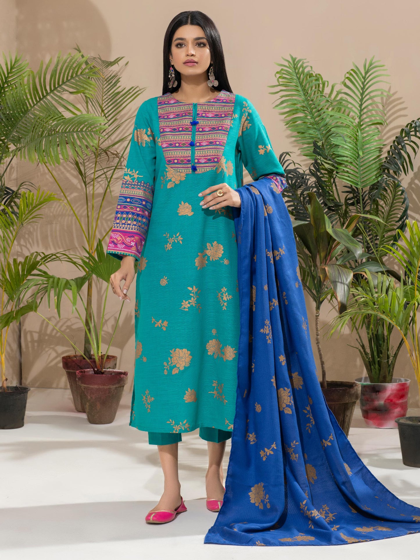 3 Piece Khaddar Suit-Pasted (Unstitched)