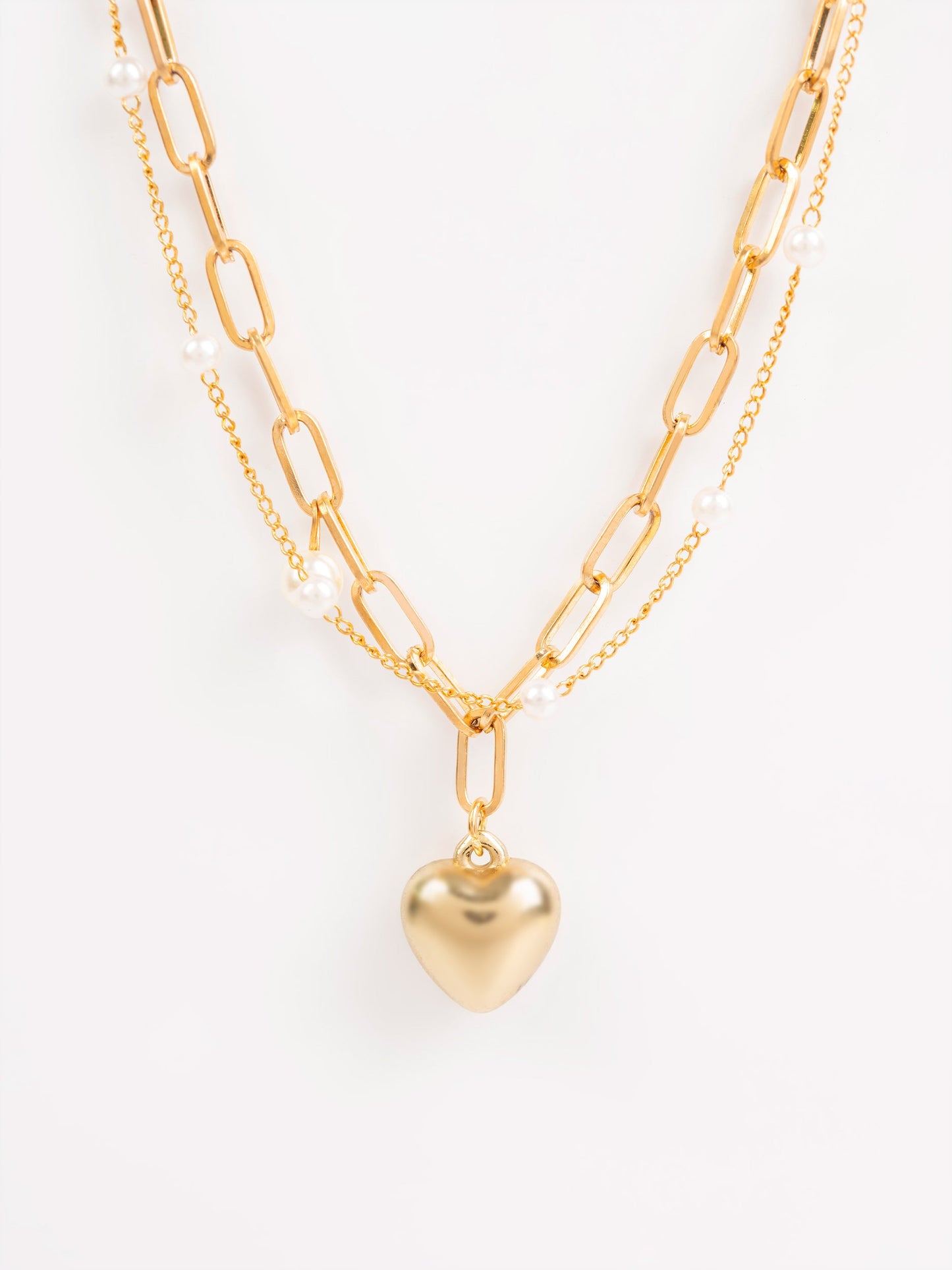 Heart Charm Pearl Bracelet