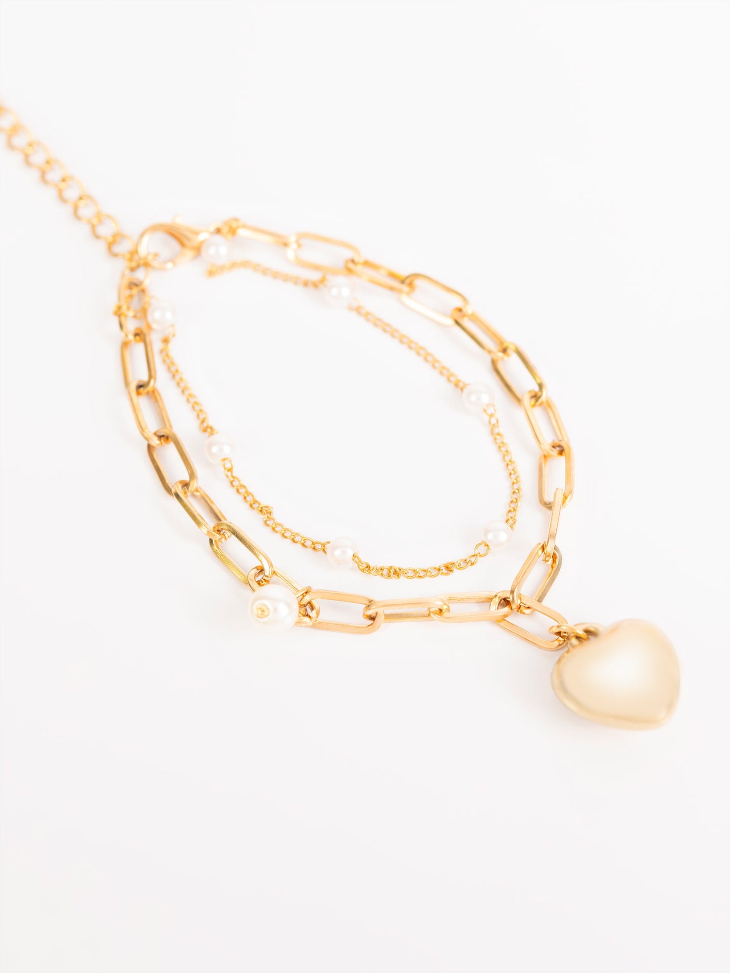 Heart Charm Pearl Bracelet