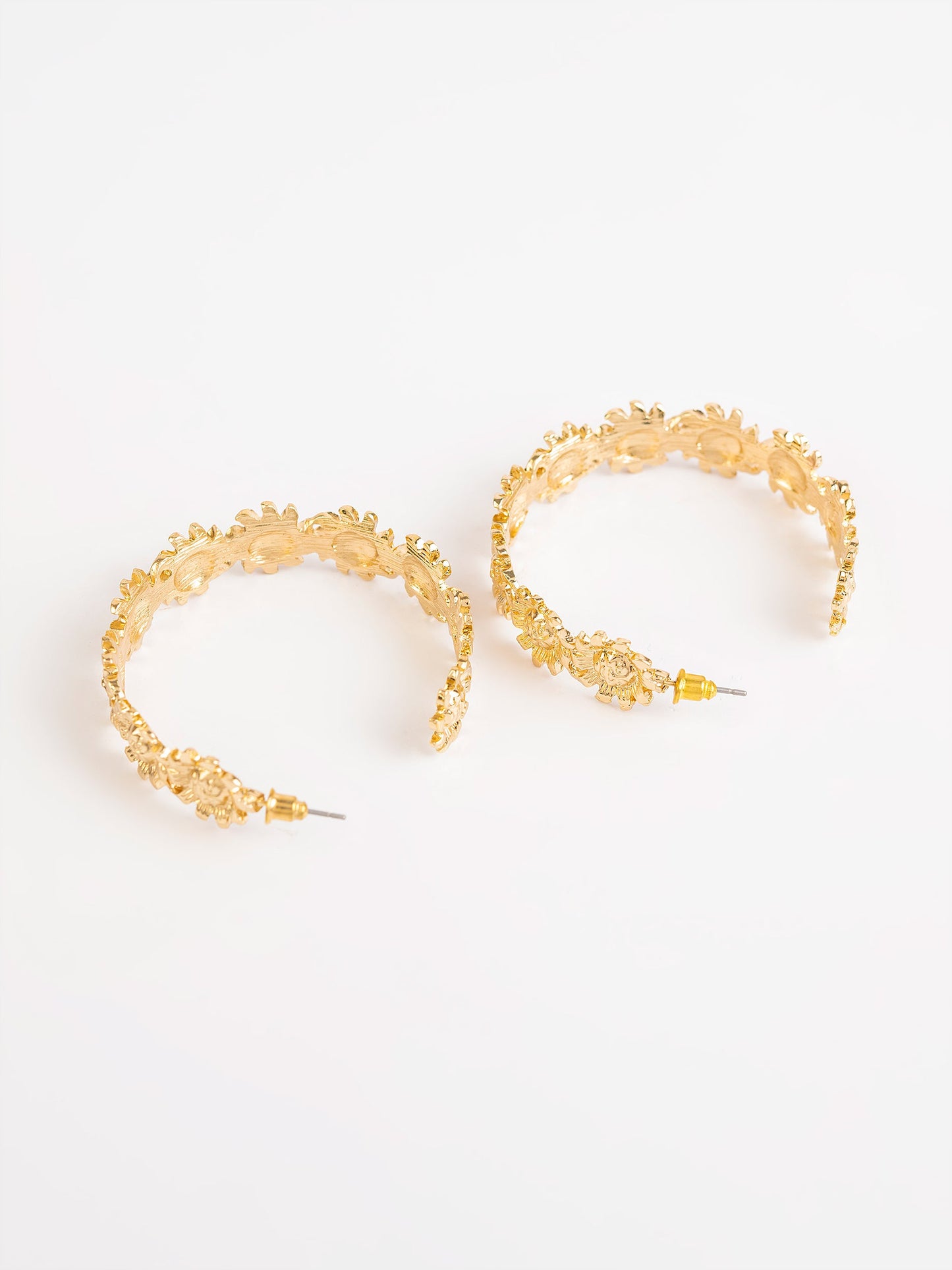 Flower Engraved Hoops
