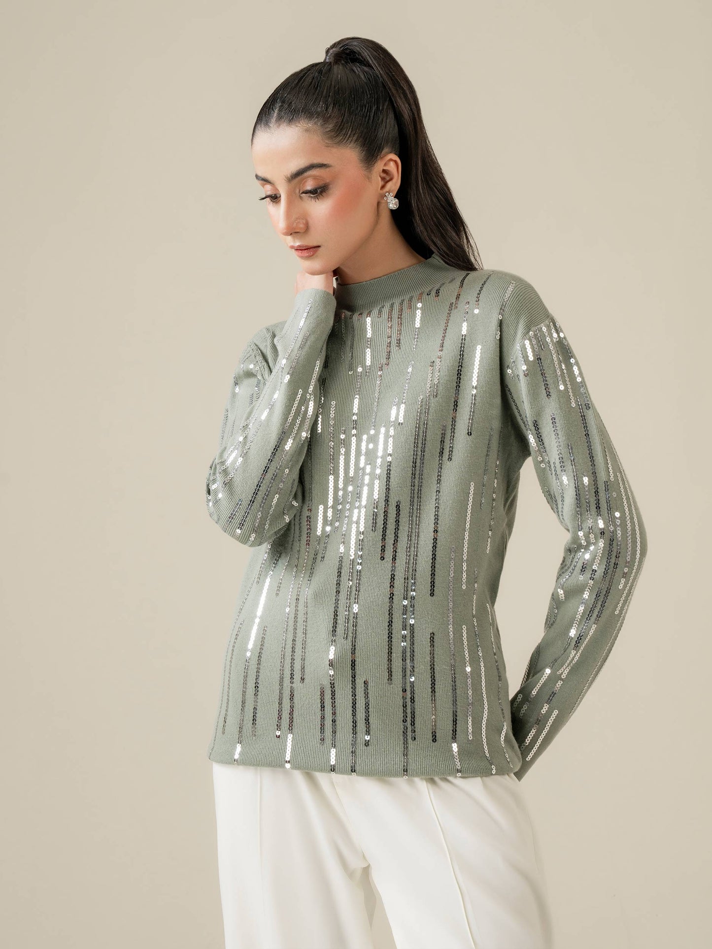 Embellished Woolen Sweater