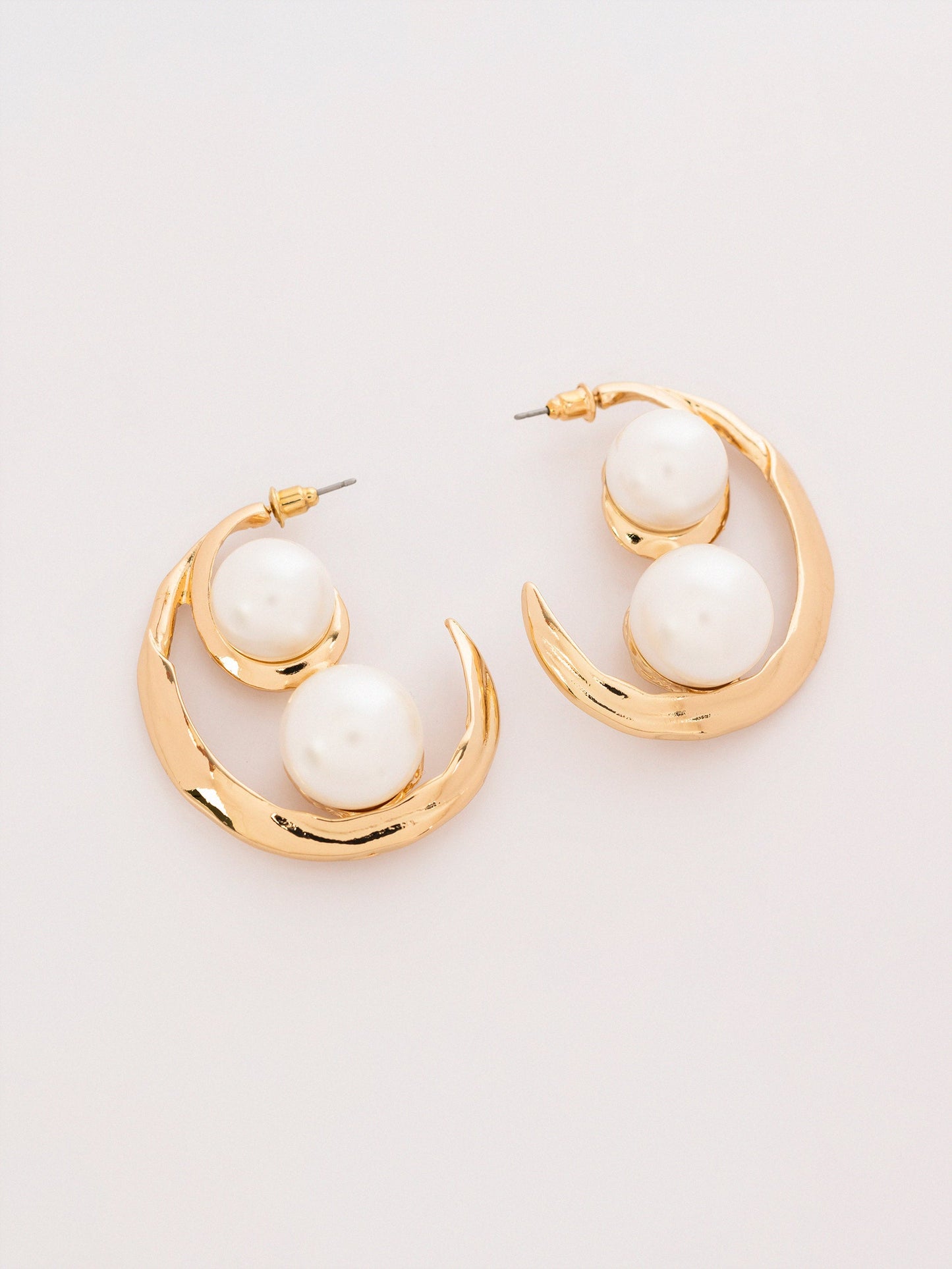 Crescent Pearl Hoops