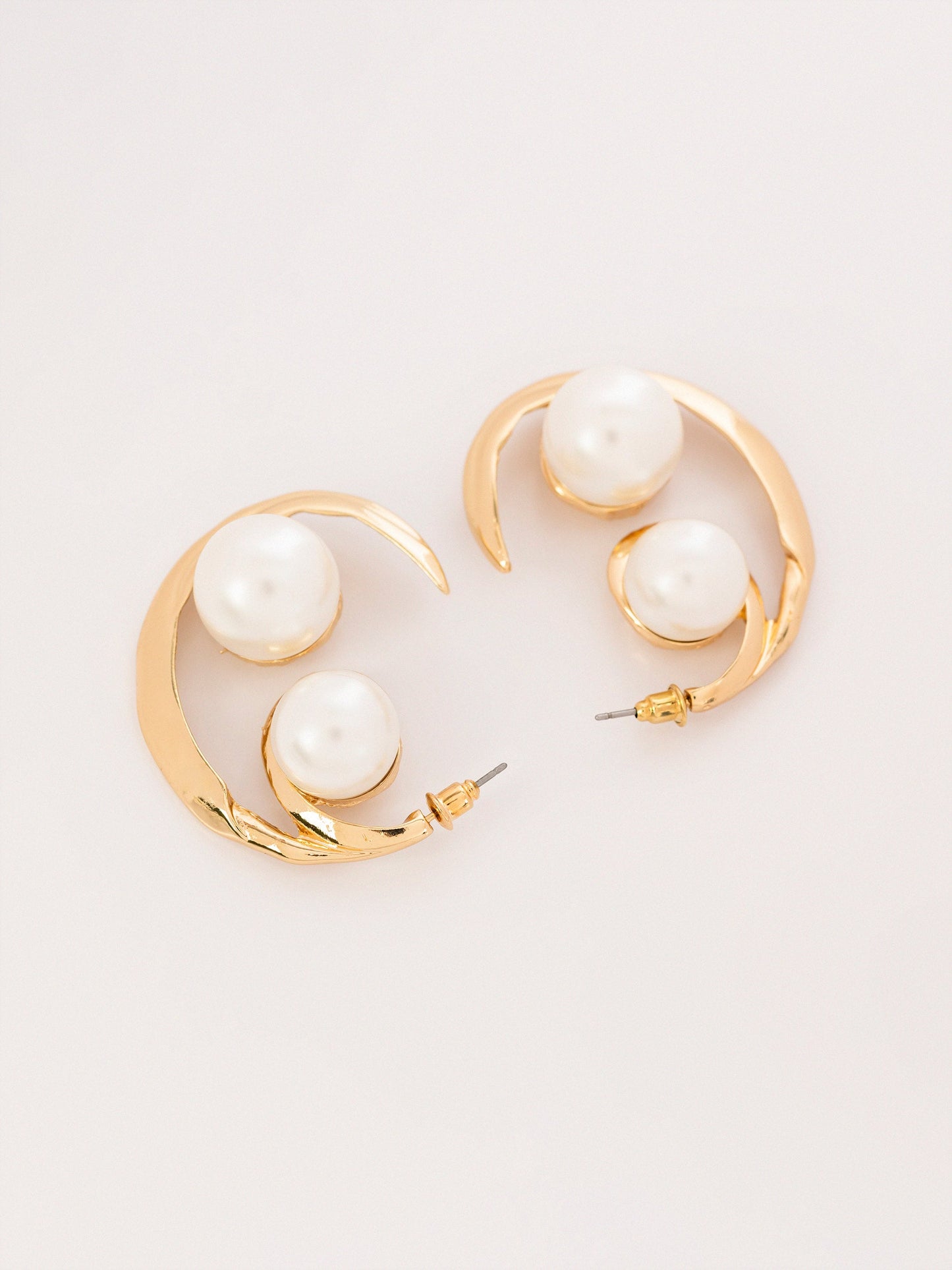 Crescent Pearl Hoops
