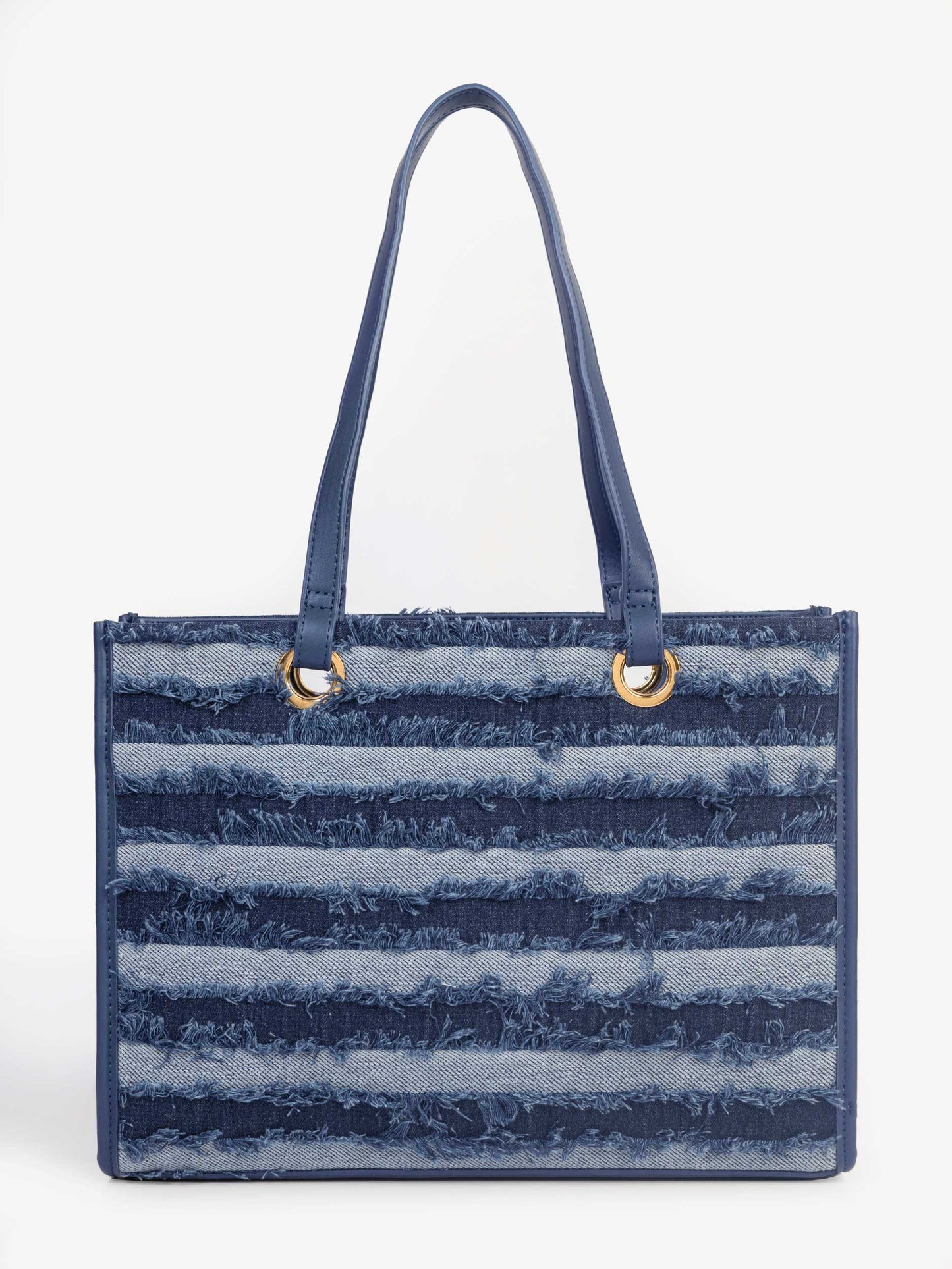 Striped Denim Tote Bag