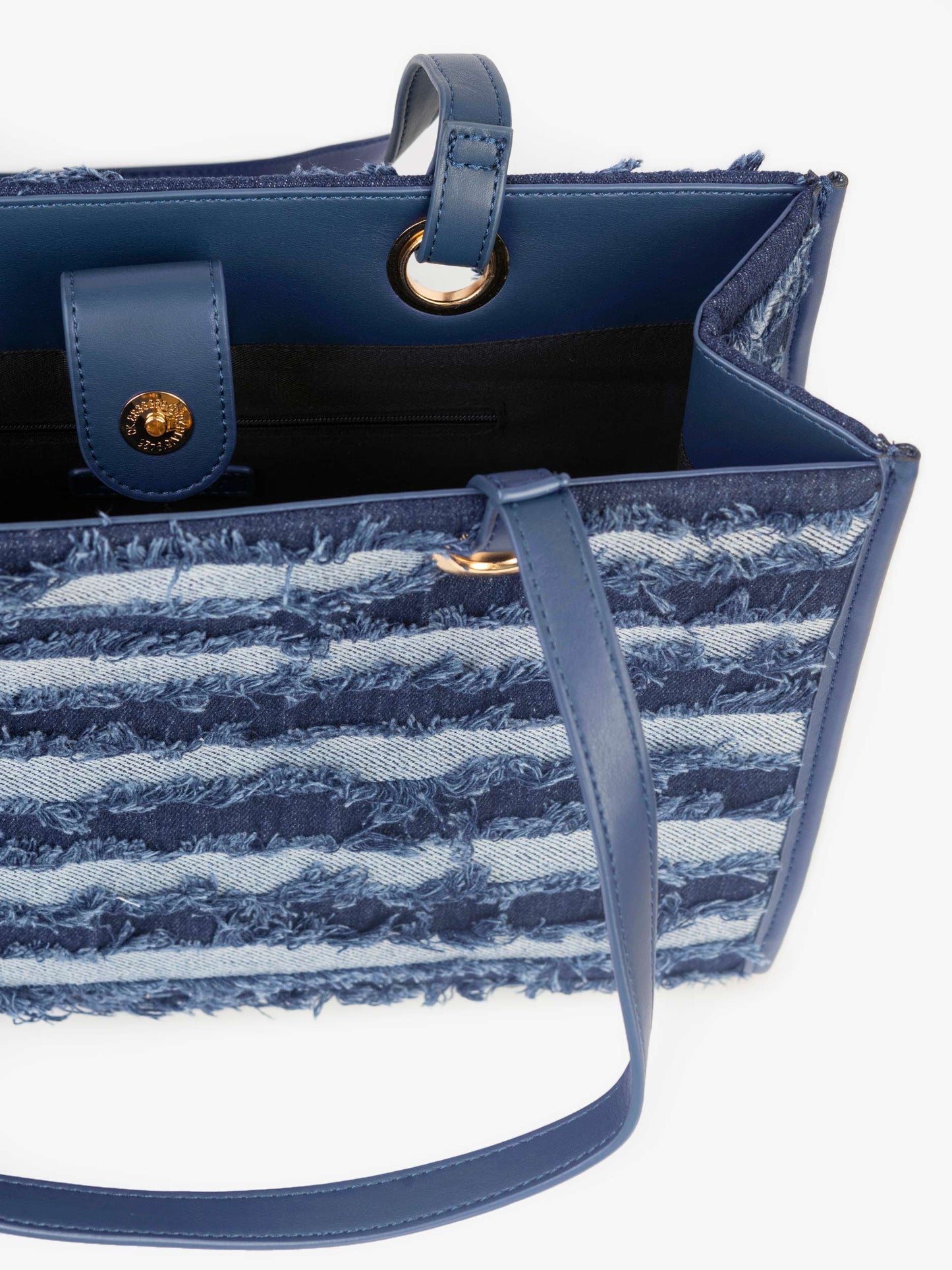 Striped Denim Tote Bag