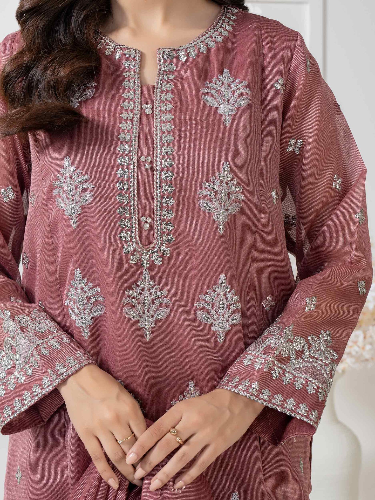 3 Piece Net Suit-Embellished (Pret)