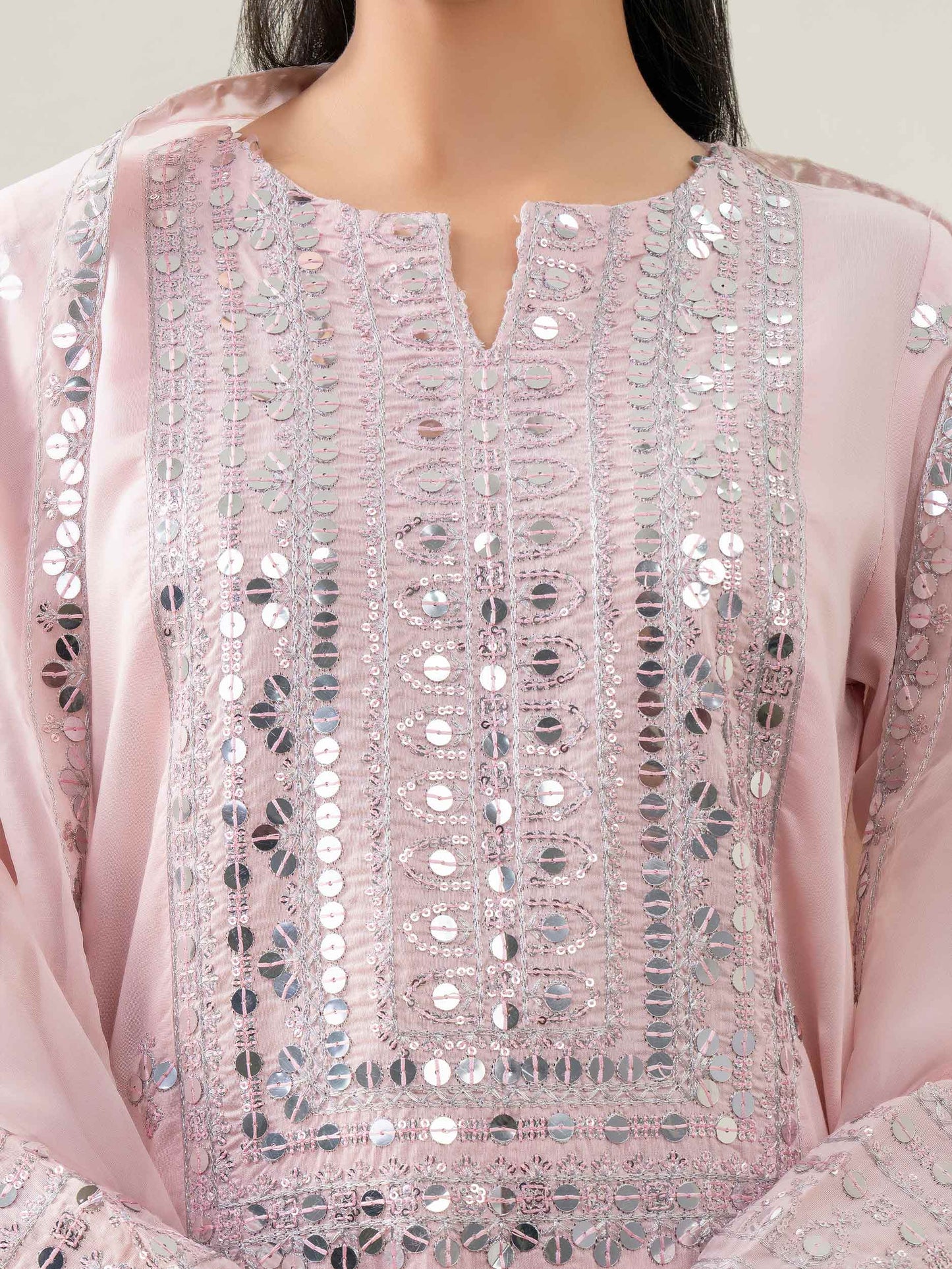 3 Piece Raw Silk Suit-Embroidered (Pret)
