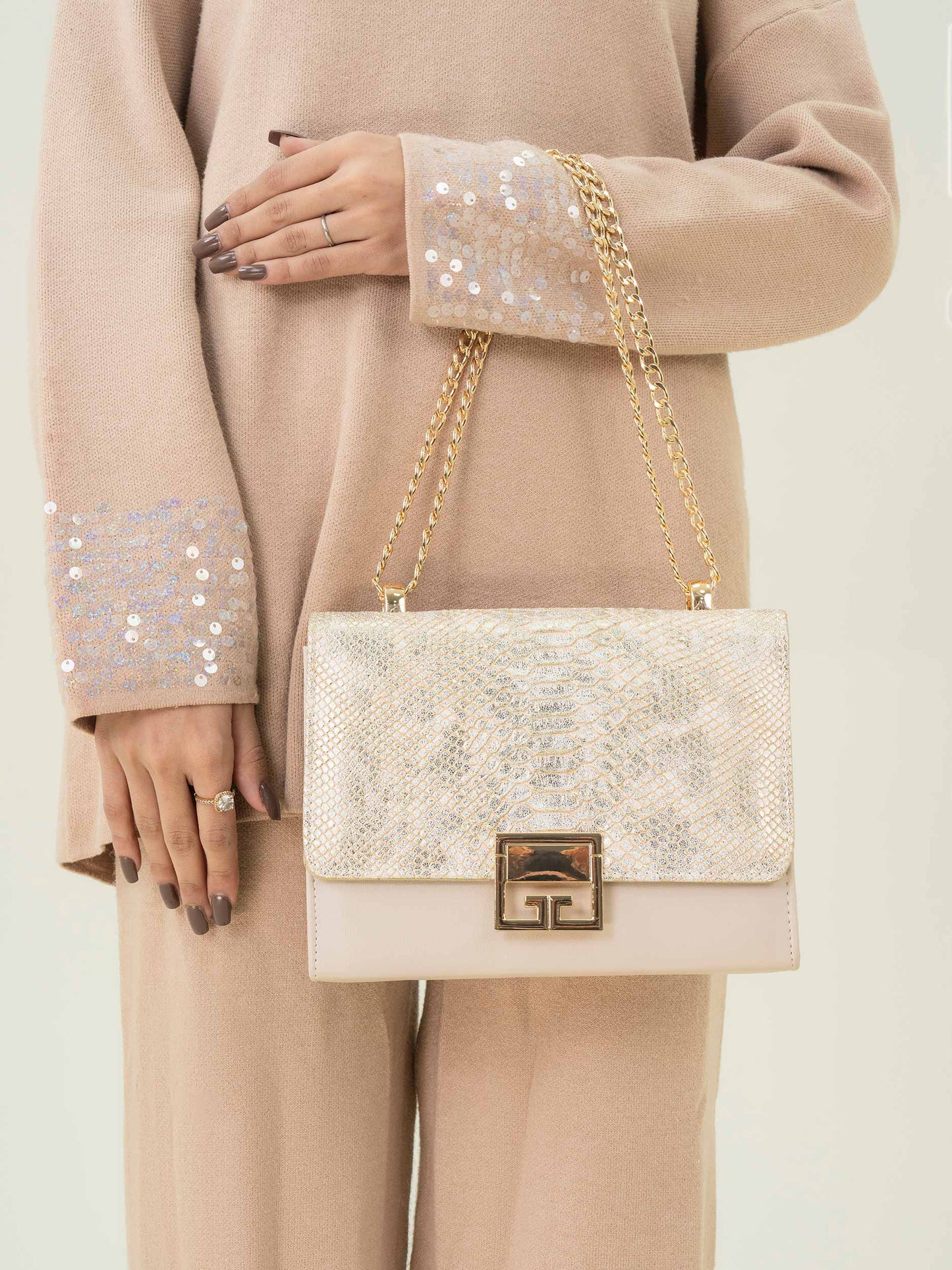 Snake Textured Handbag