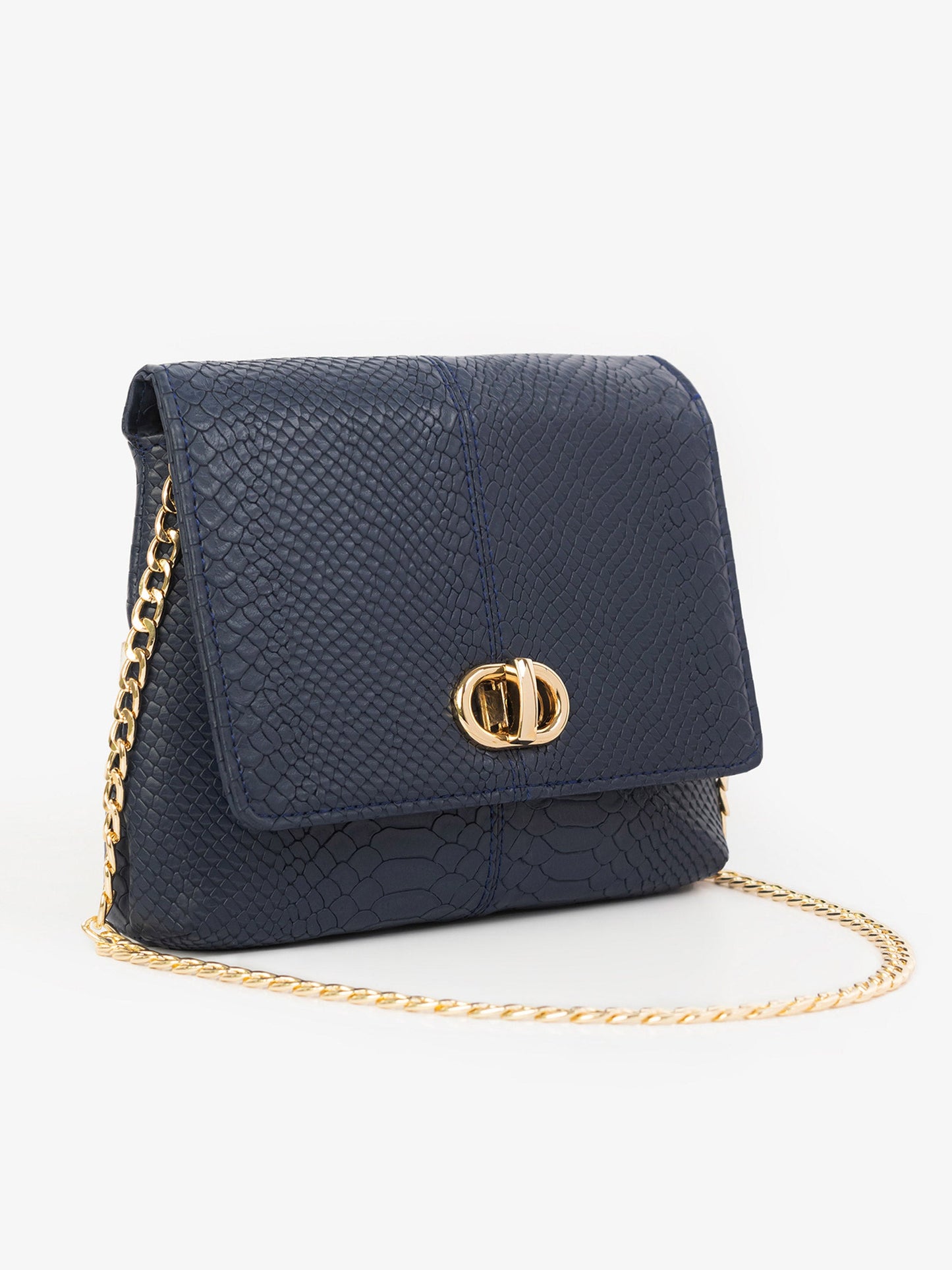 Snake Textured Flap Handbag
