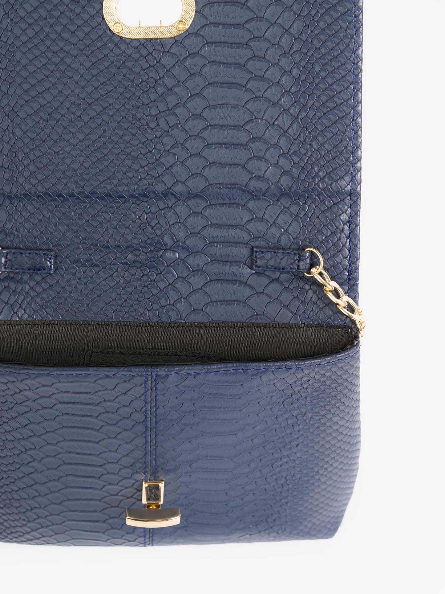 Snake Textured Flap Handbag
