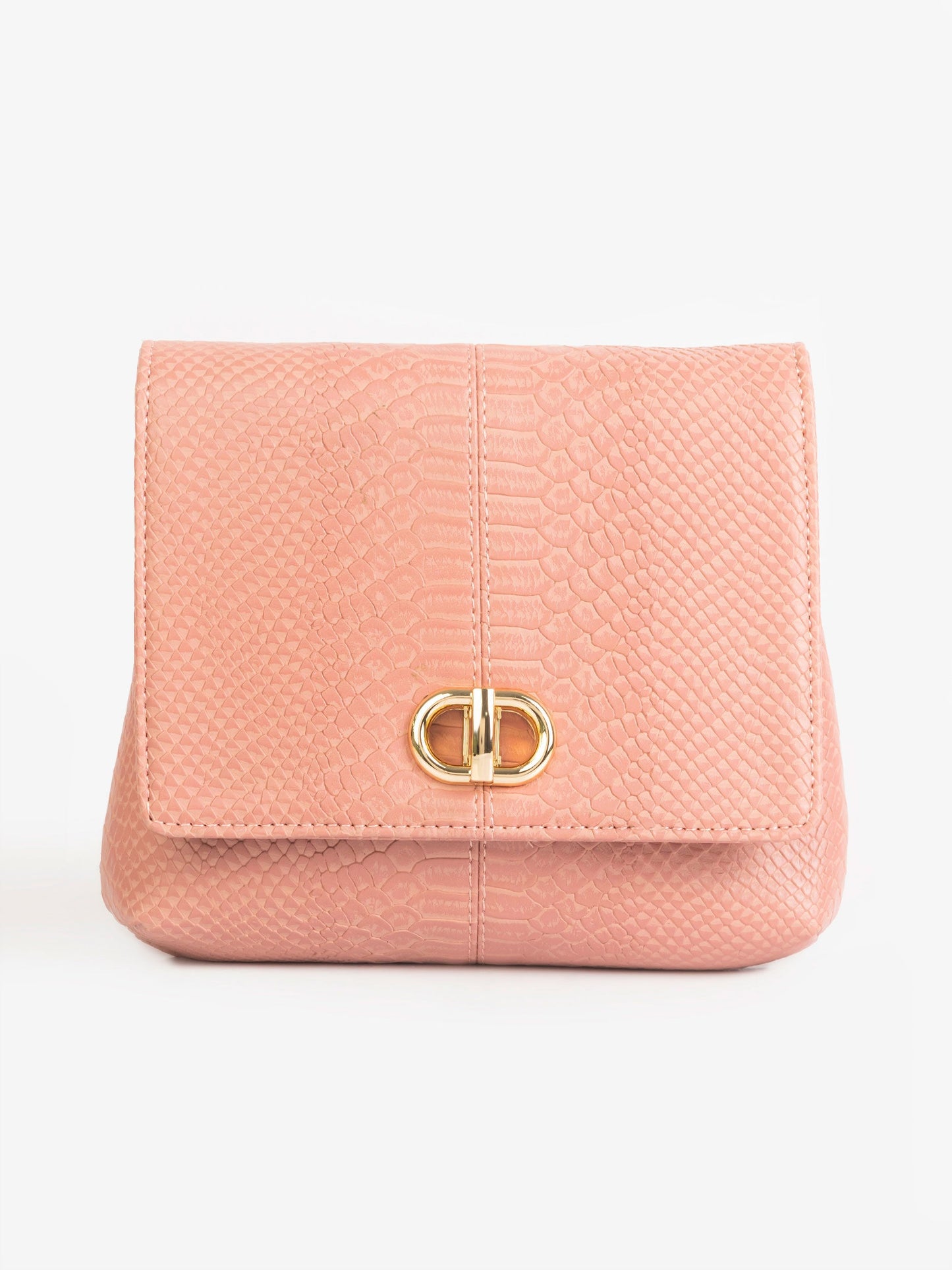 Snake Textured Flap Handbag
