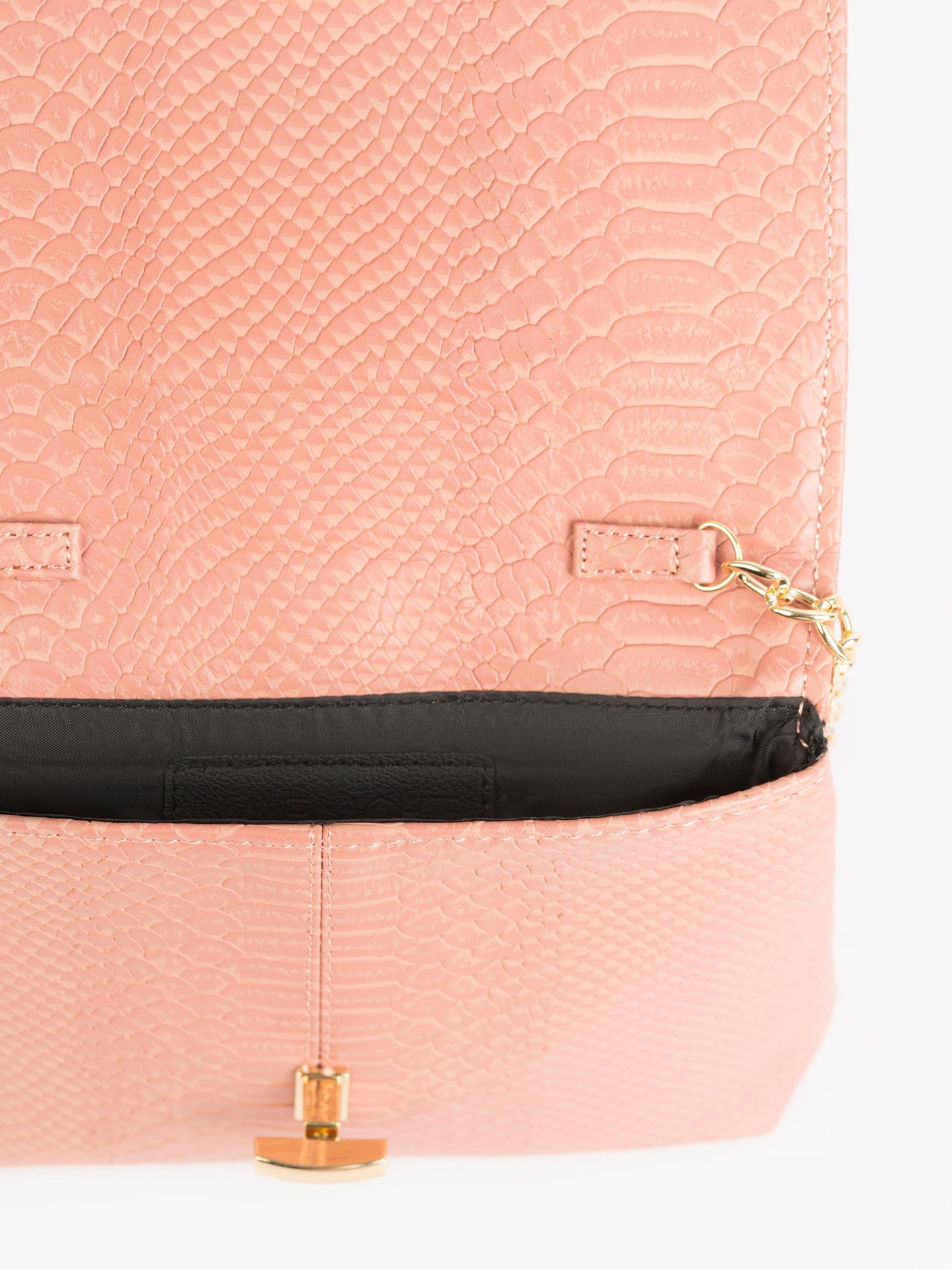 Snake Textured Flap Handbag