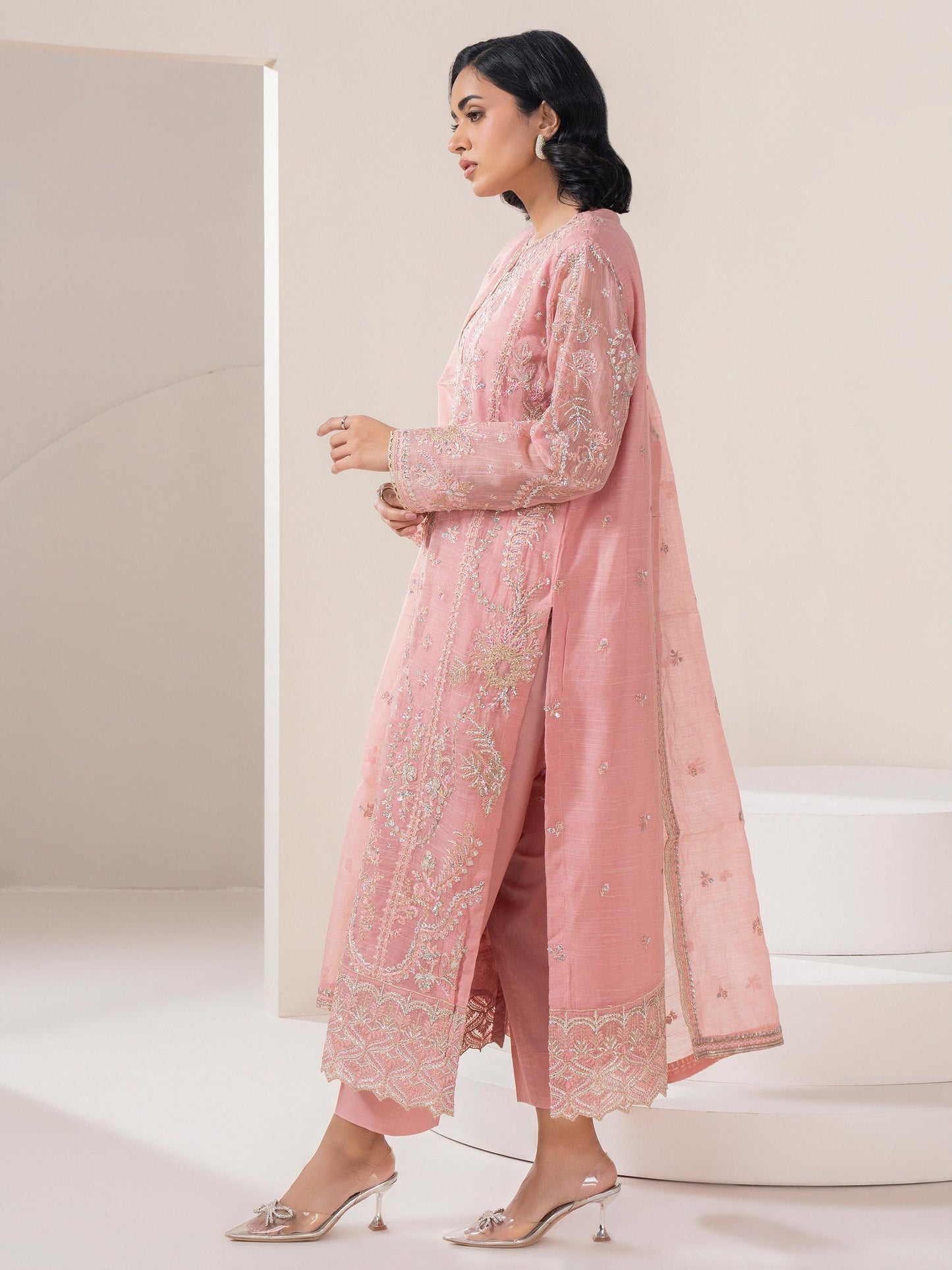 3 Piece Net Suit-Embroidered (Pret)