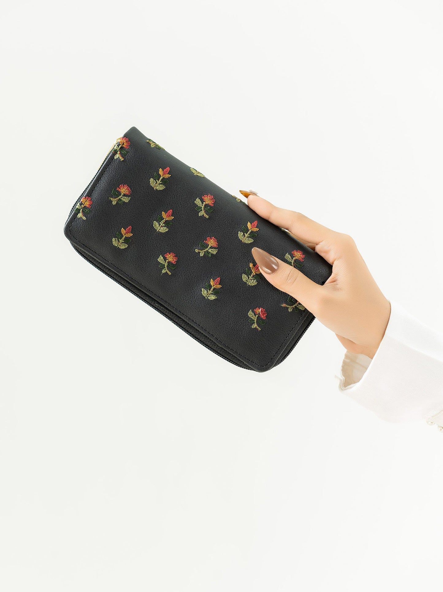 Embroidered Zip Wallet