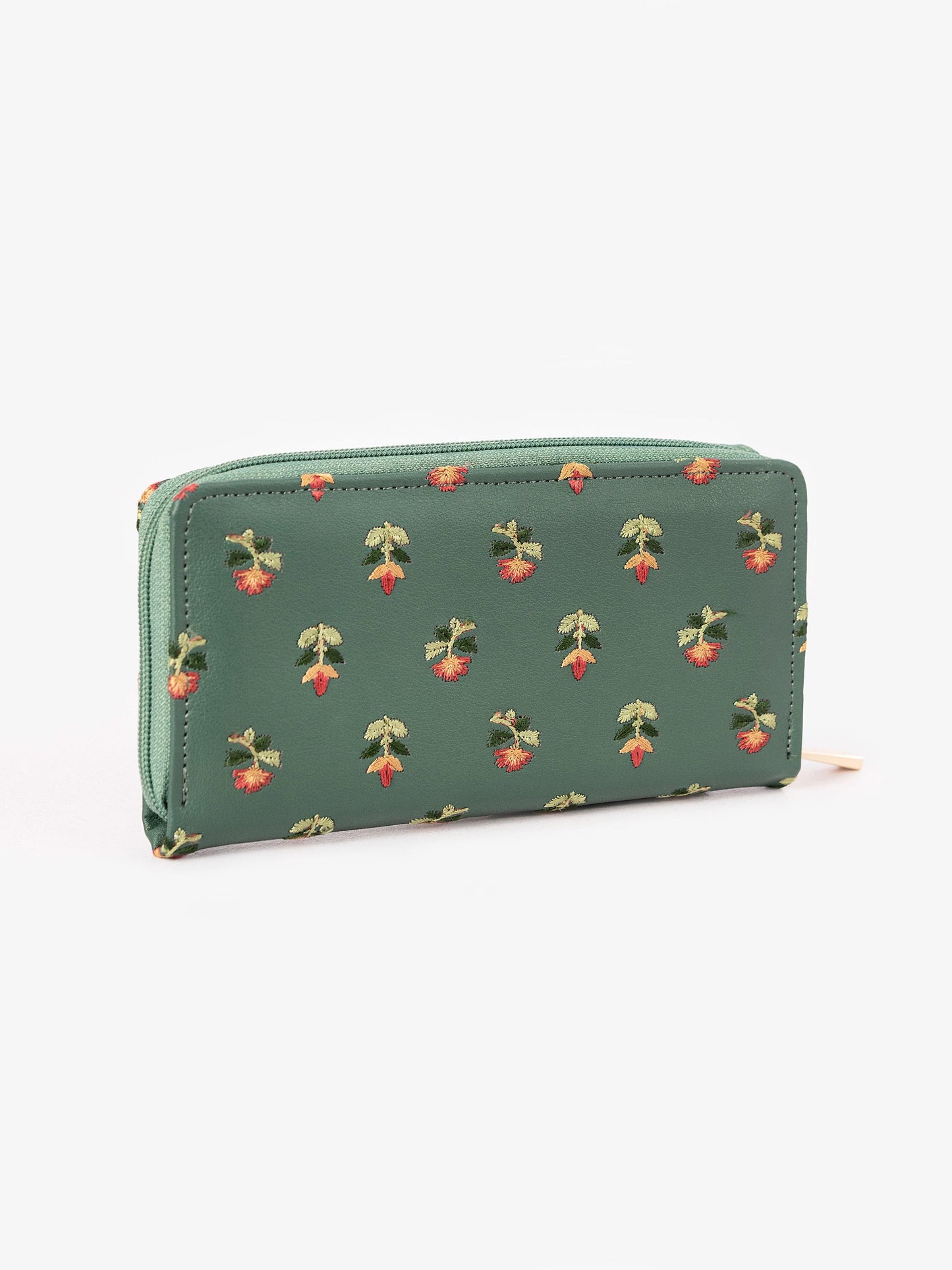 Embroidered Zip Wallet