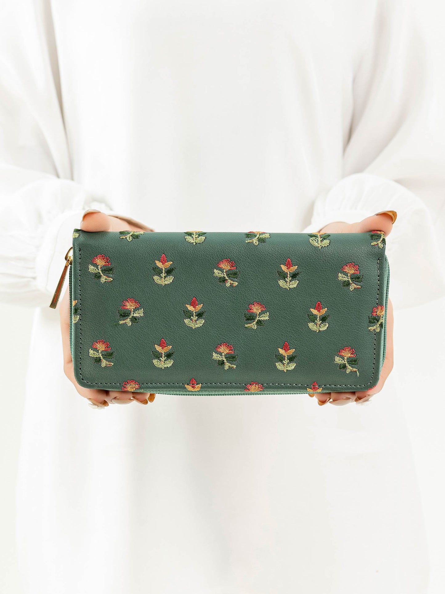 Embroidered Zip Wallet