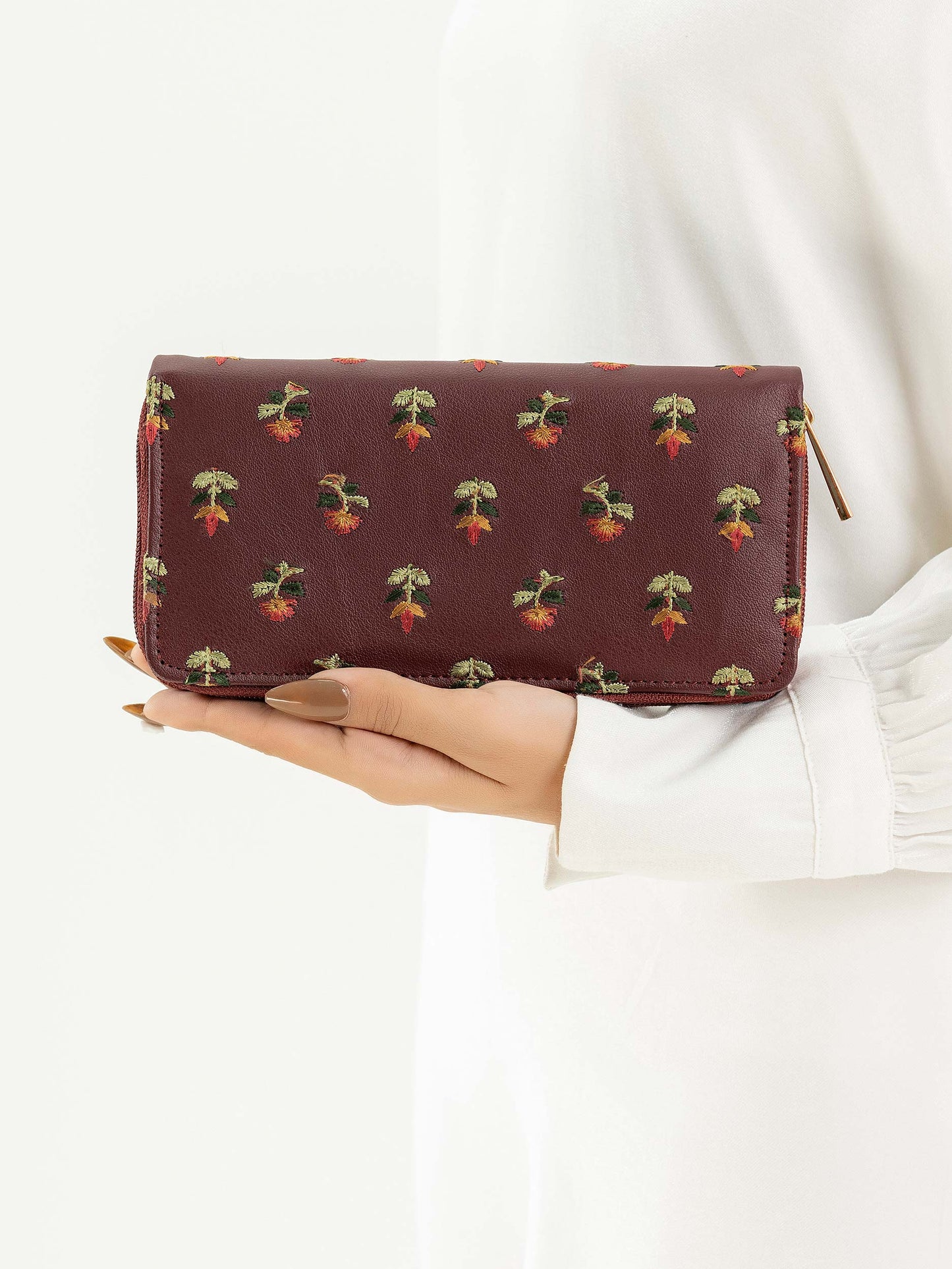 Embroidered Zip Wallet