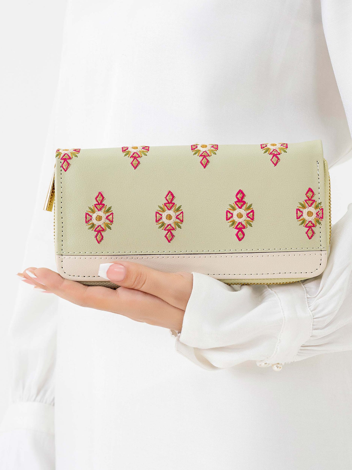 Embroidered Zip Wallet