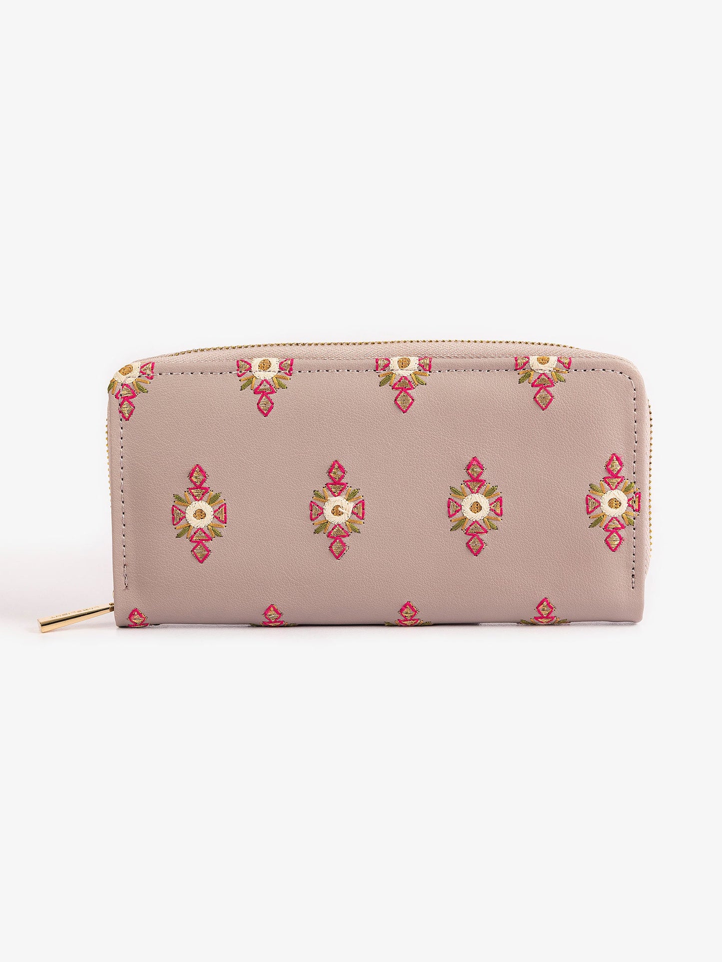 Embroidered Zip Wallet