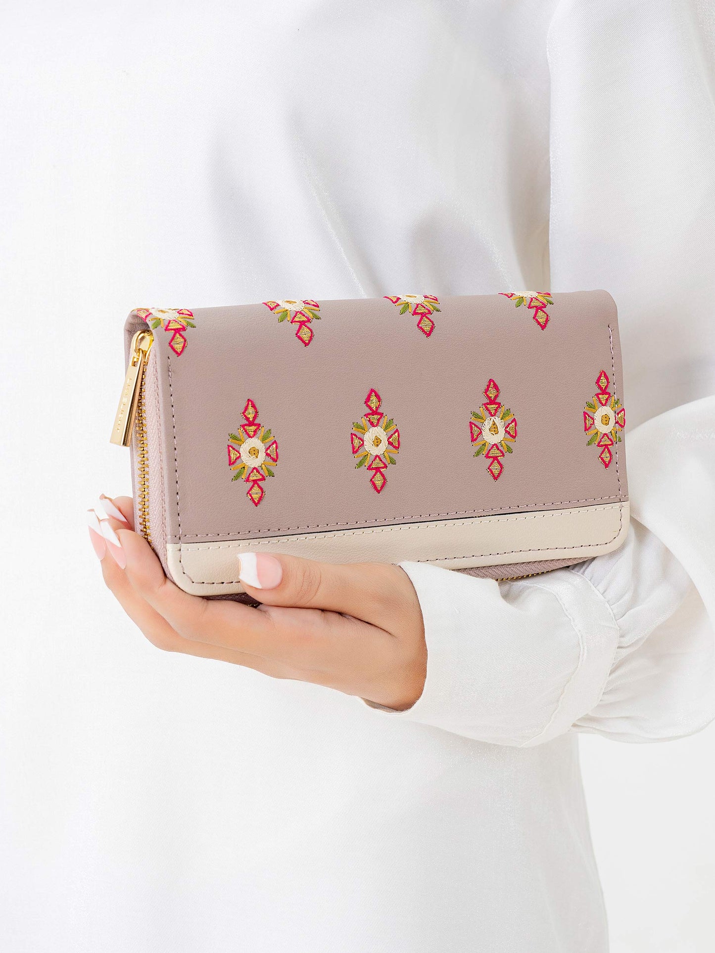 Embroidered Zip Wallet