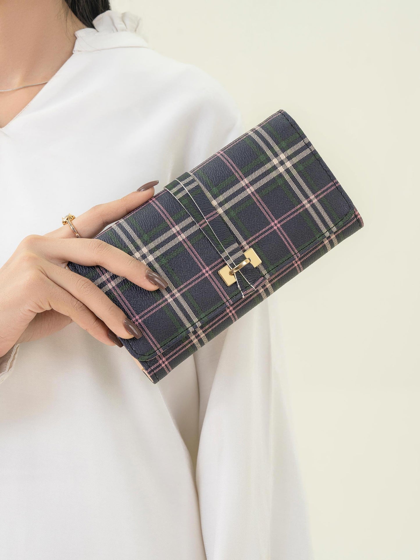 Checkered Print Wallet