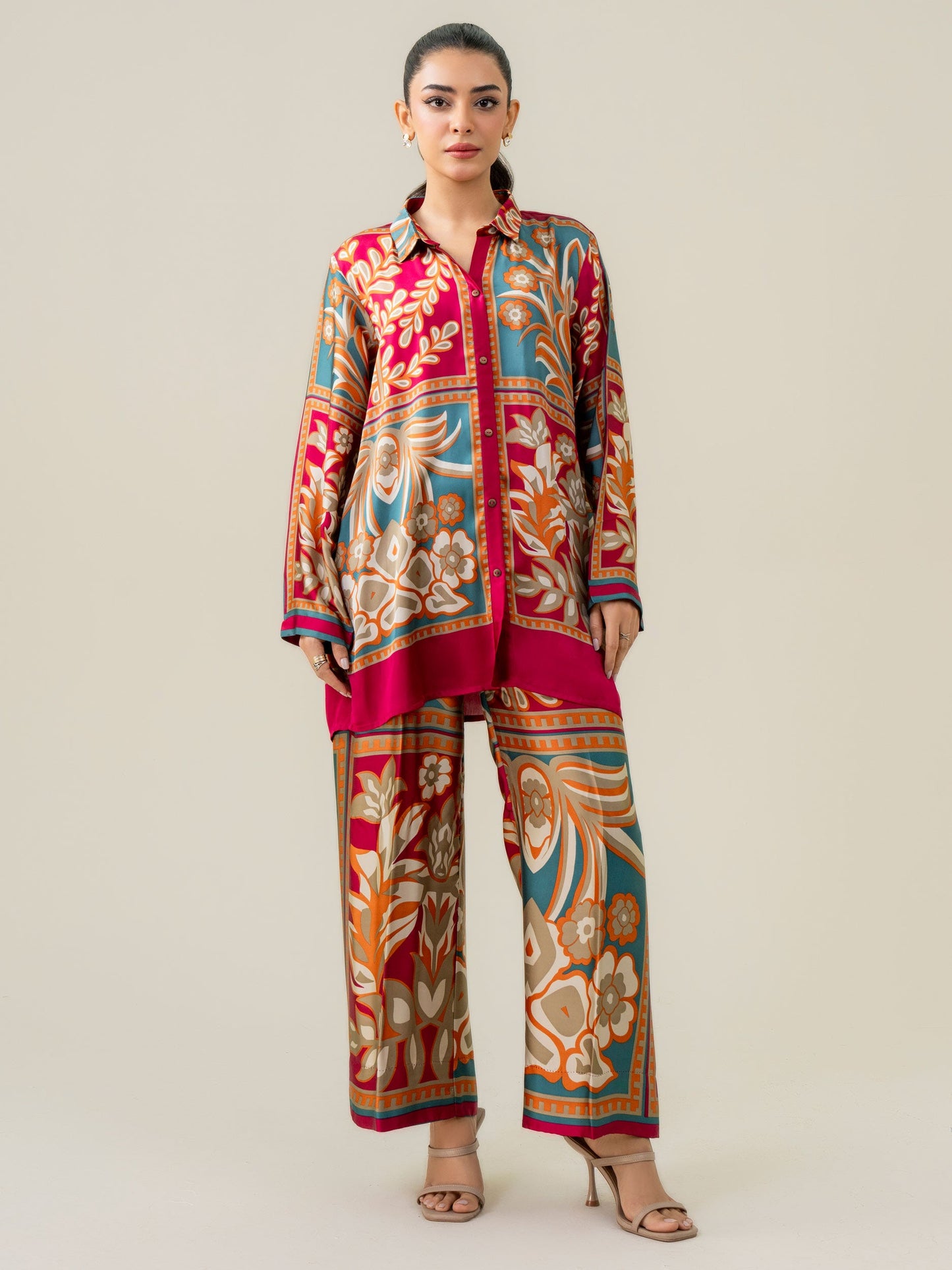 Silk Co-ord Set-Printed (Pret)