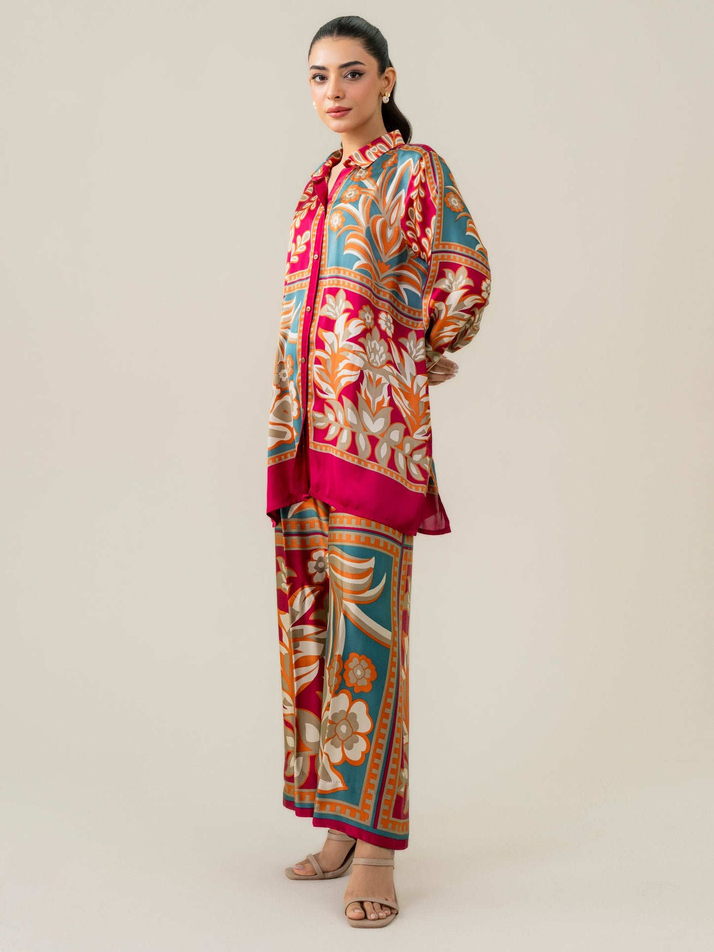 Silk Co-ord Set-Printed (Pret)