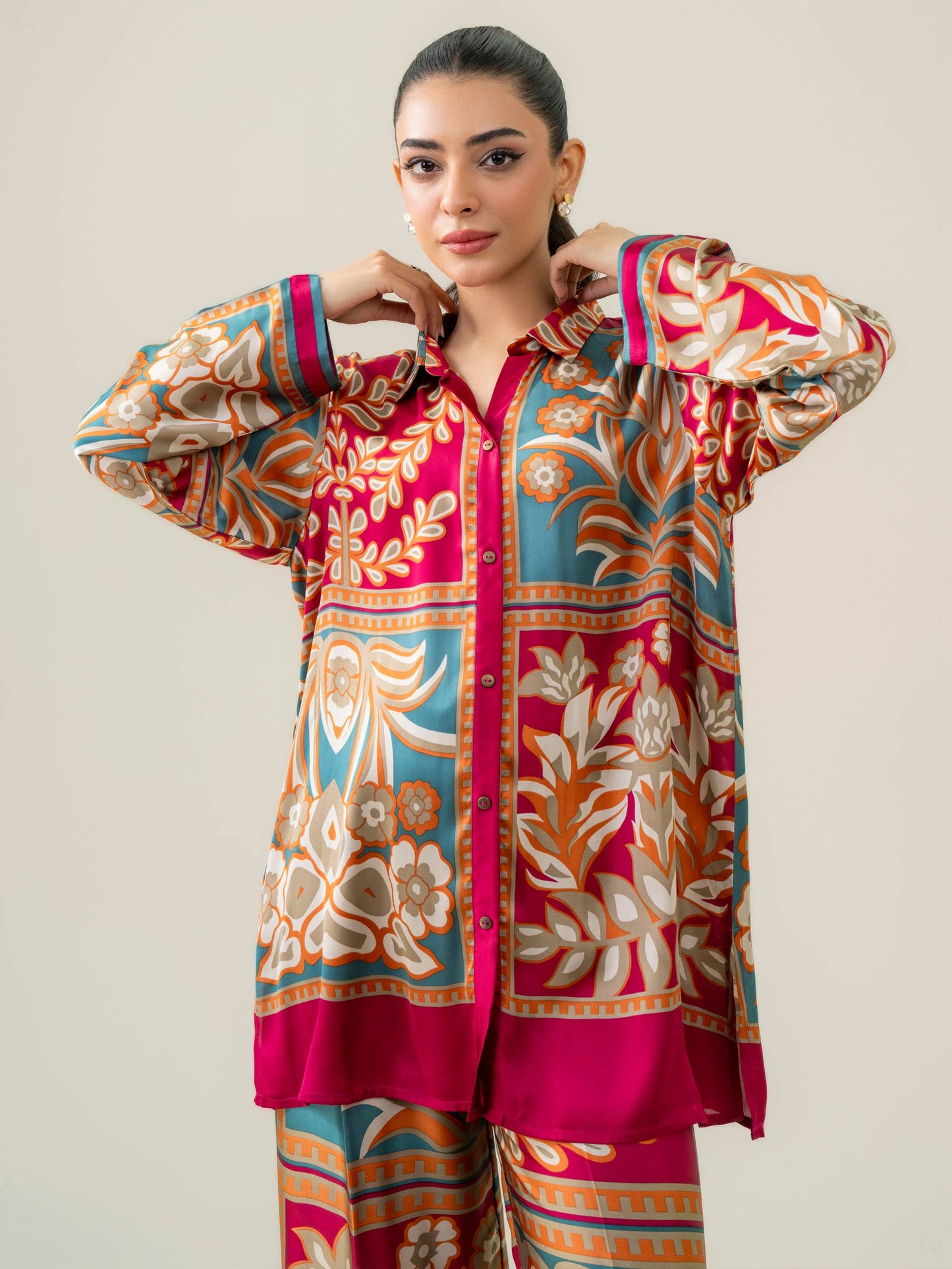 Silk Co-ord Set-Printed (Pret)