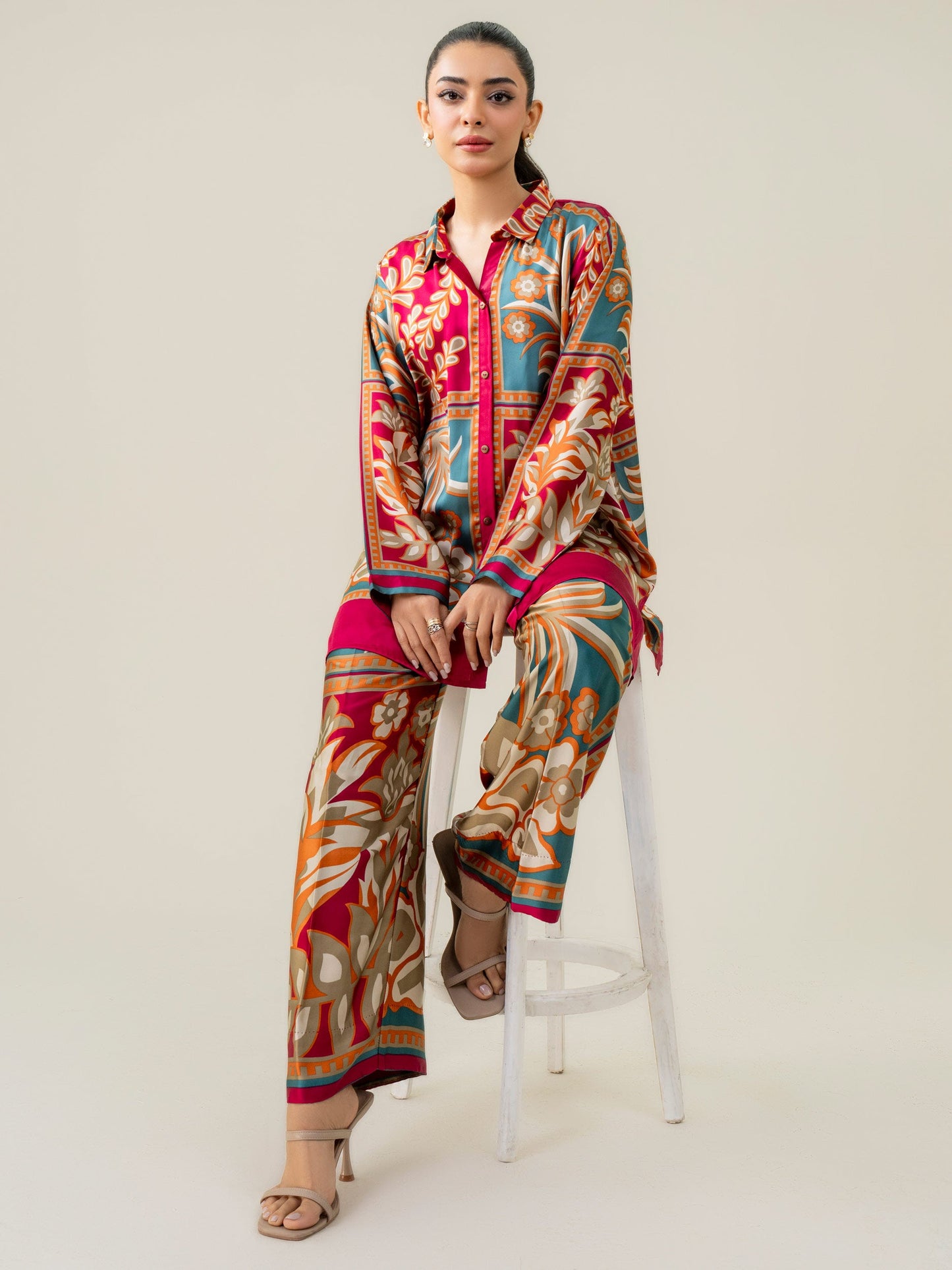 Silk Co-ord Set-Printed (Pret)