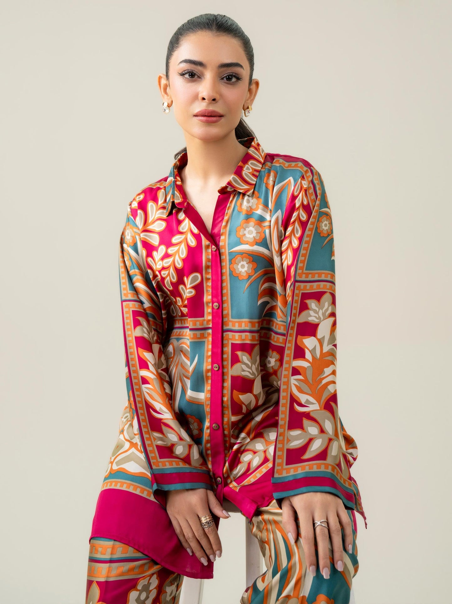 Silk Co-ord Set-Printed (Pret)