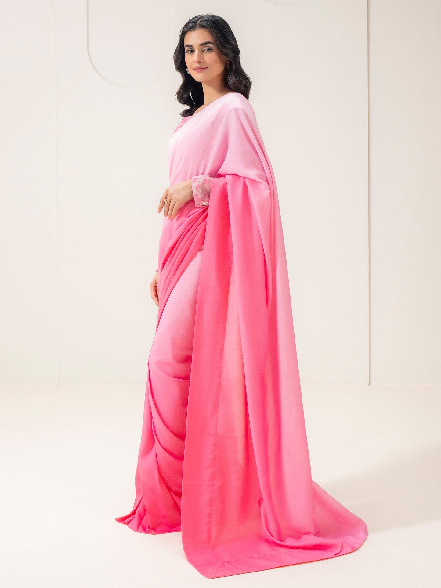 2 Piece Voile Saree-Embroidered (Pret)