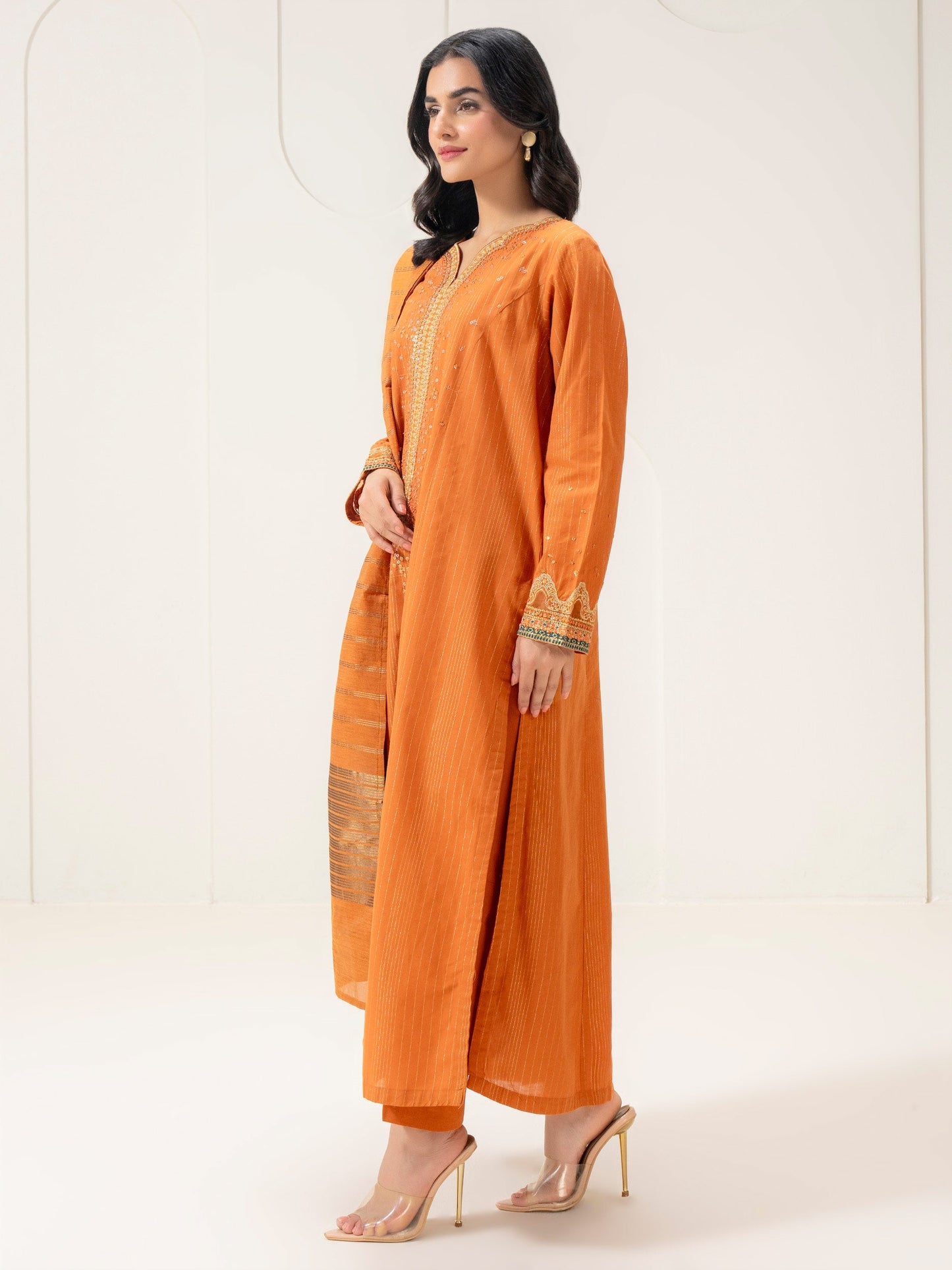 3 Piece Yarn Dyed Suit-Embroidered (Pret)