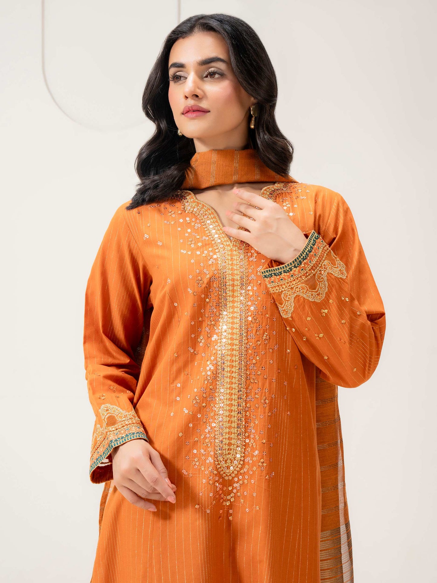 3 Piece Yarn Dyed Suit-Embroidered (Pret)