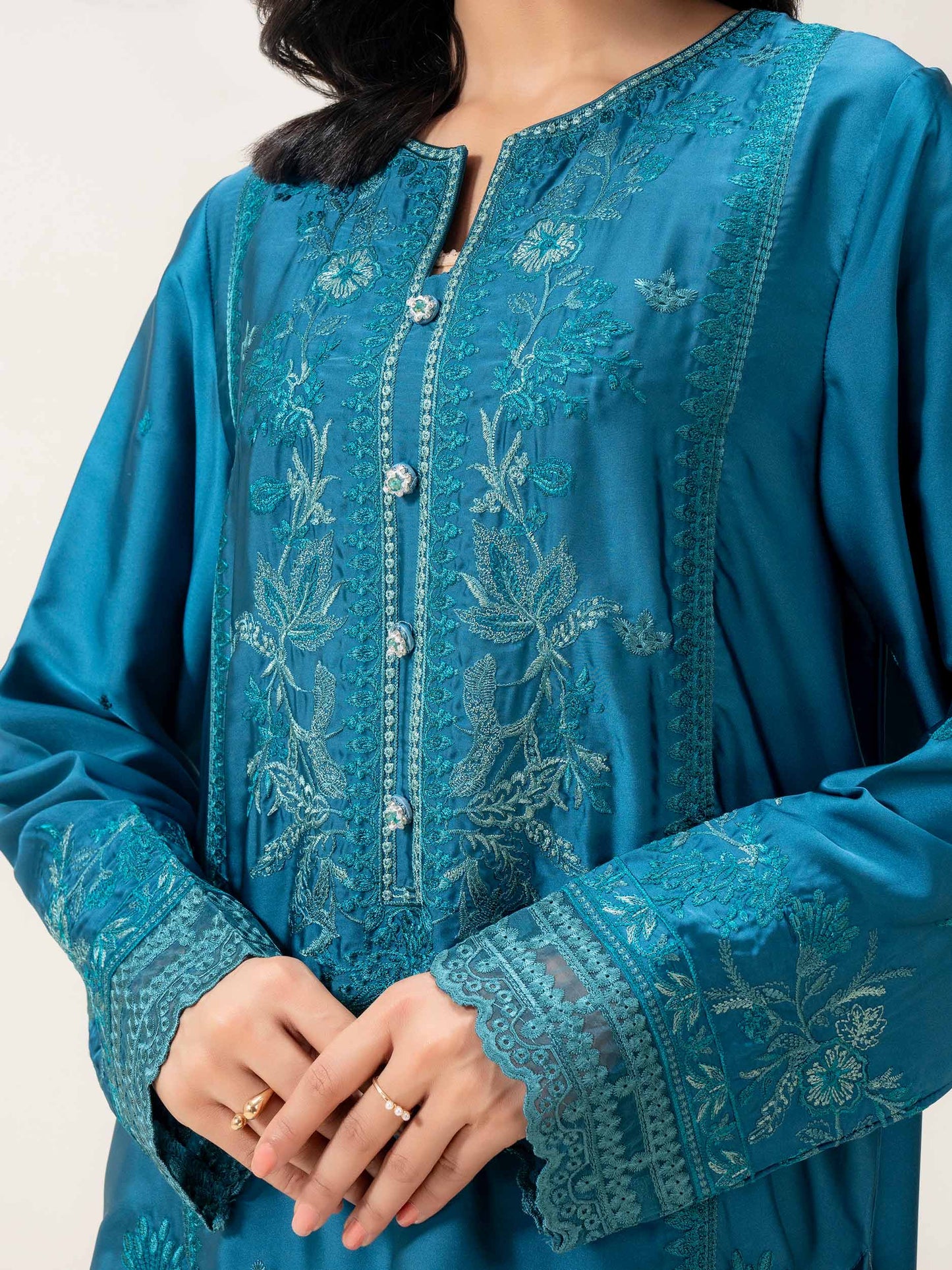 2 Piece Silk Suit-Embroidered (Pret)