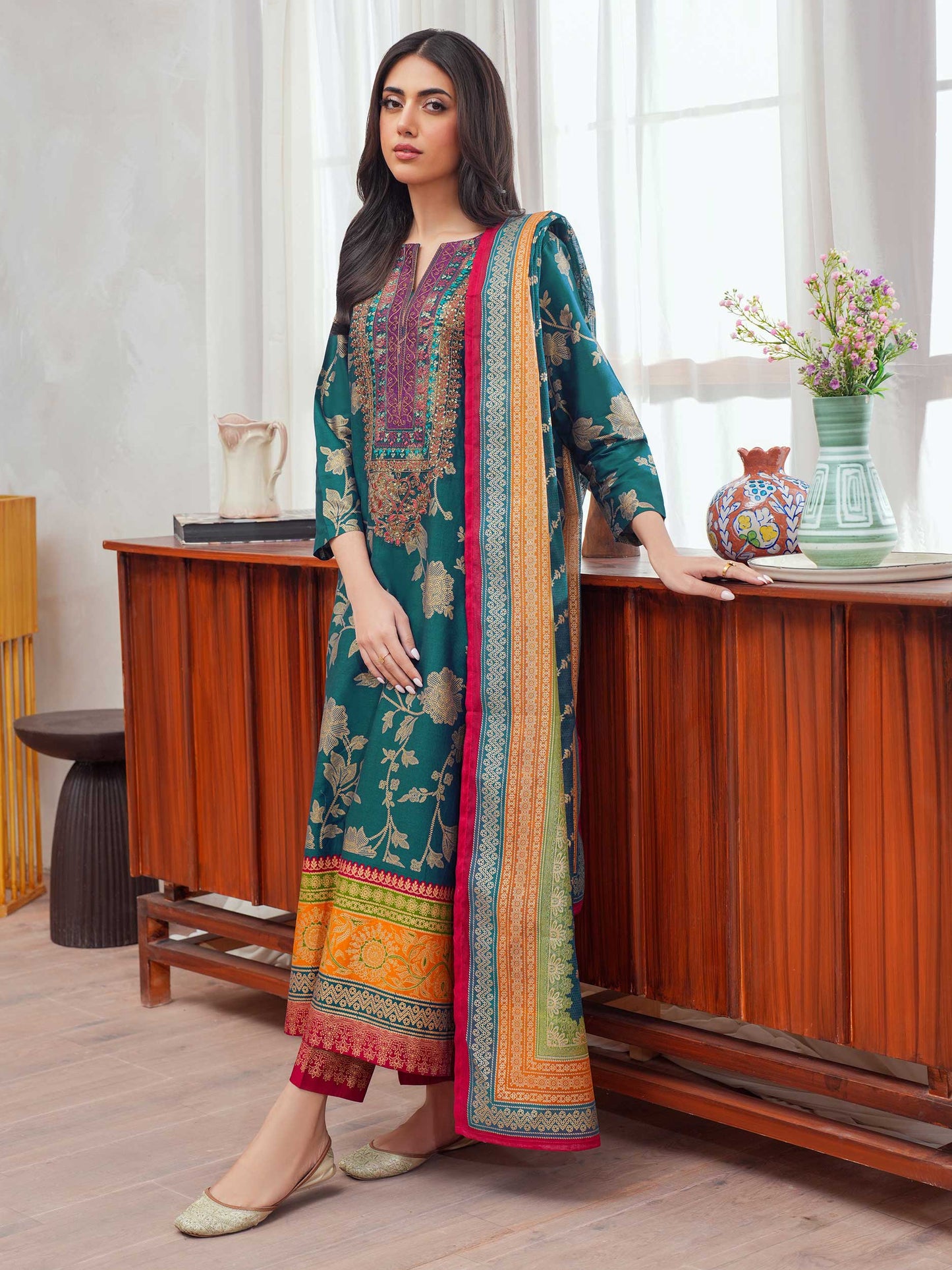 3 Piece Lawn Suit Embroidered (Unstitched)