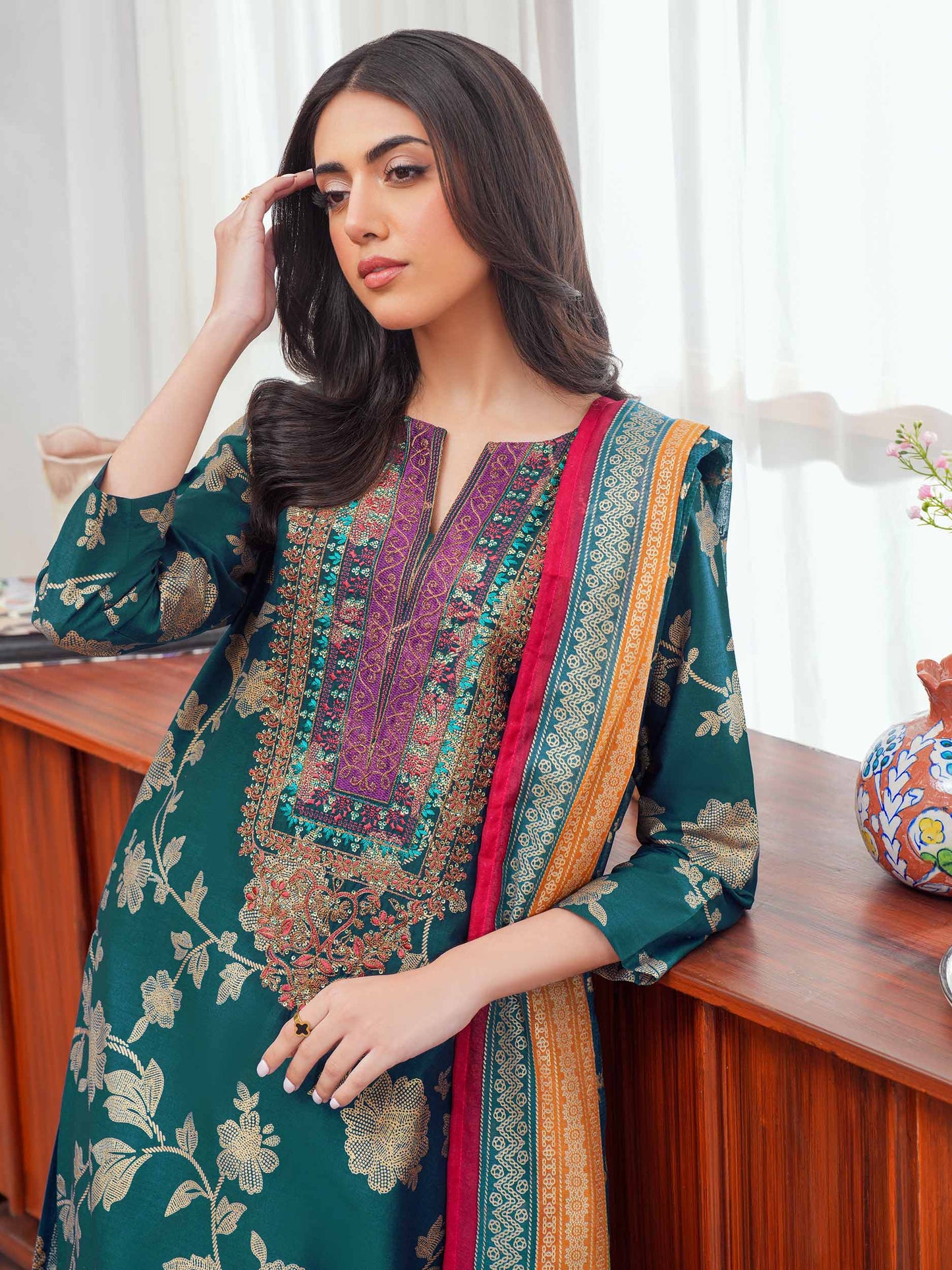 3 Piece Lawn Suit Embroidered (Unstitched)