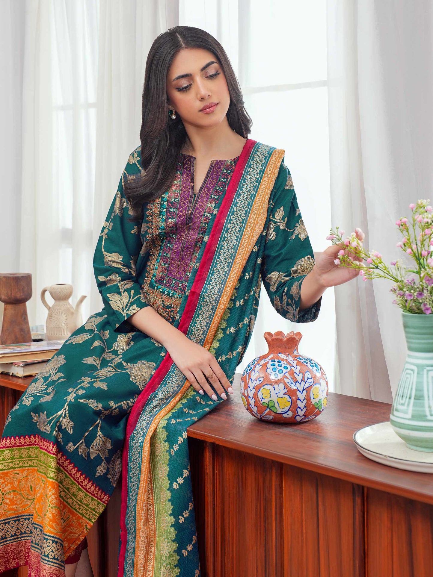 3 Piece Lawn Suit Embroidered (Unstitched)
