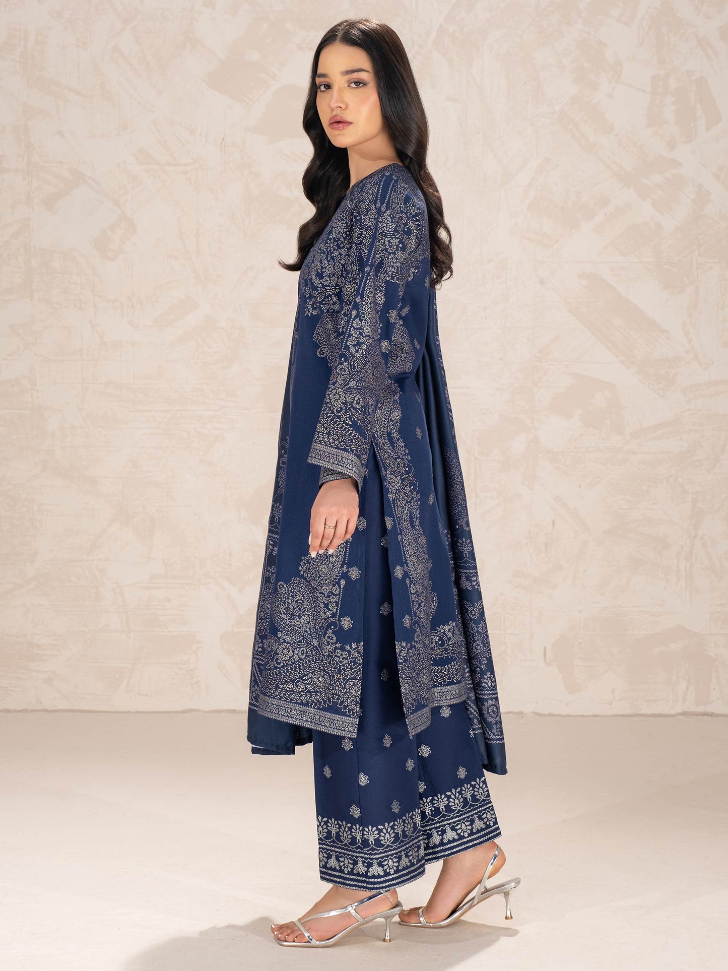 3 Piece Khaddar Suit-Paste Print (Unstitched)