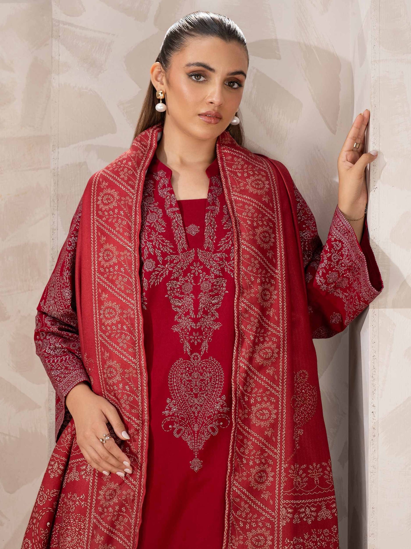 3 Piece Khaddar Suit-Paste Print (Unstitched)